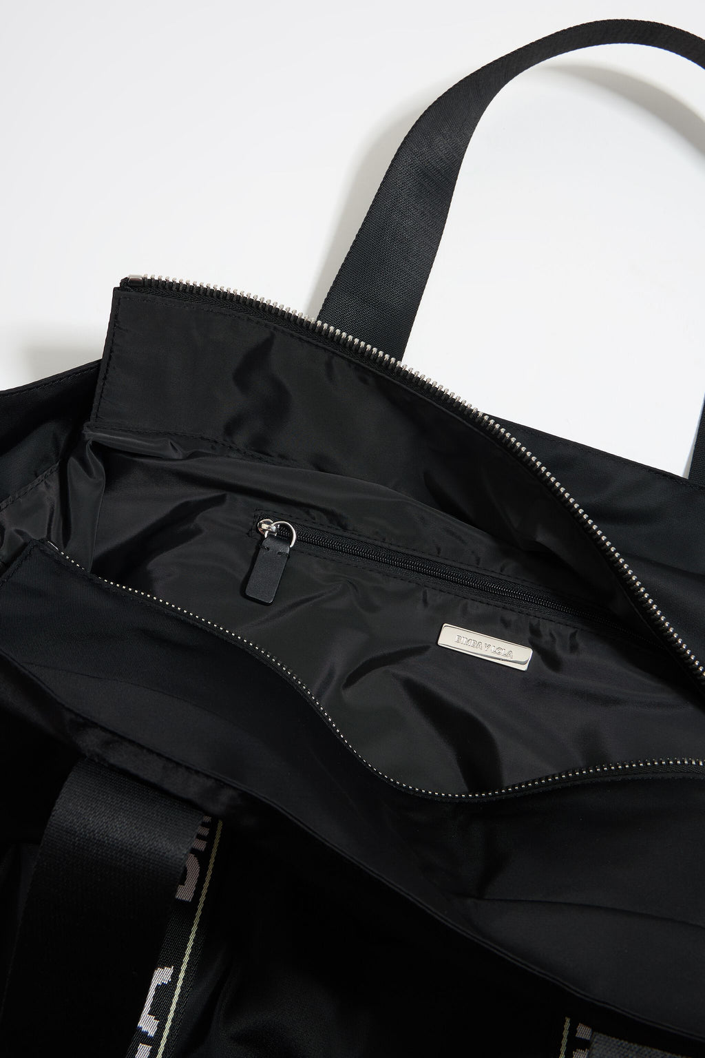 Black nylon maxi shopper bag