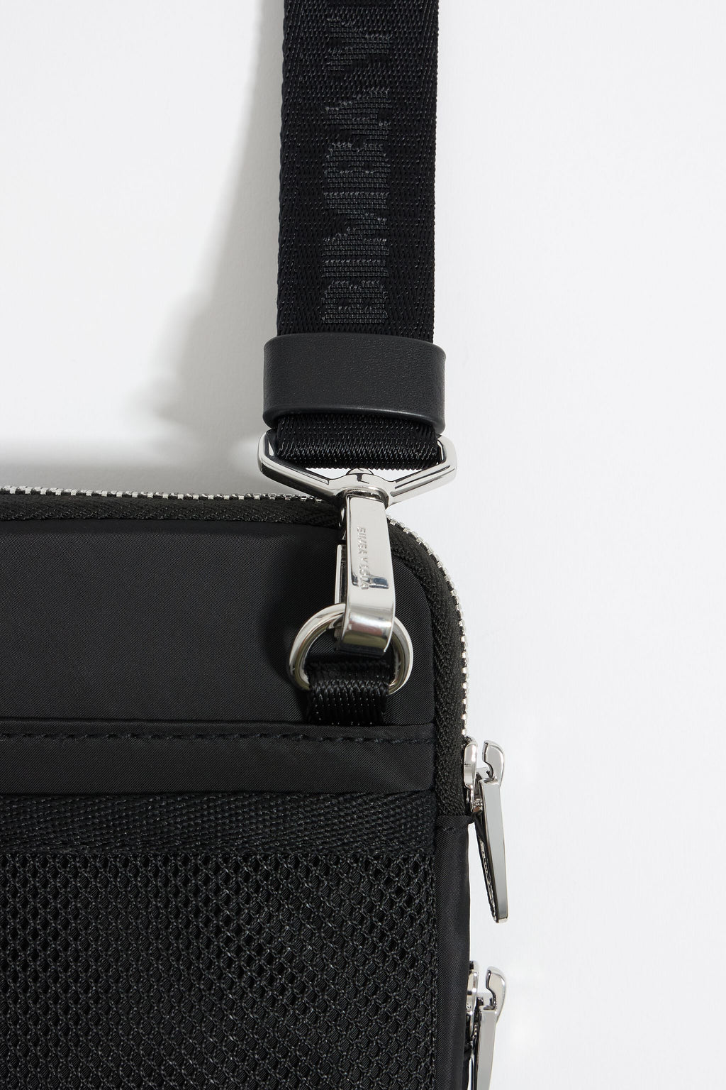 Mini black nylon crossbody bag