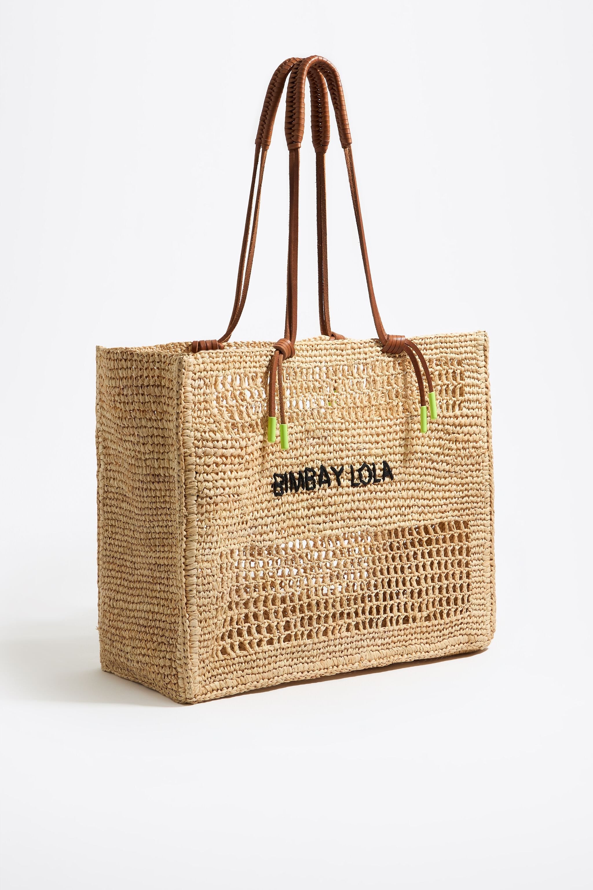 Maxi natural raffia tote bag