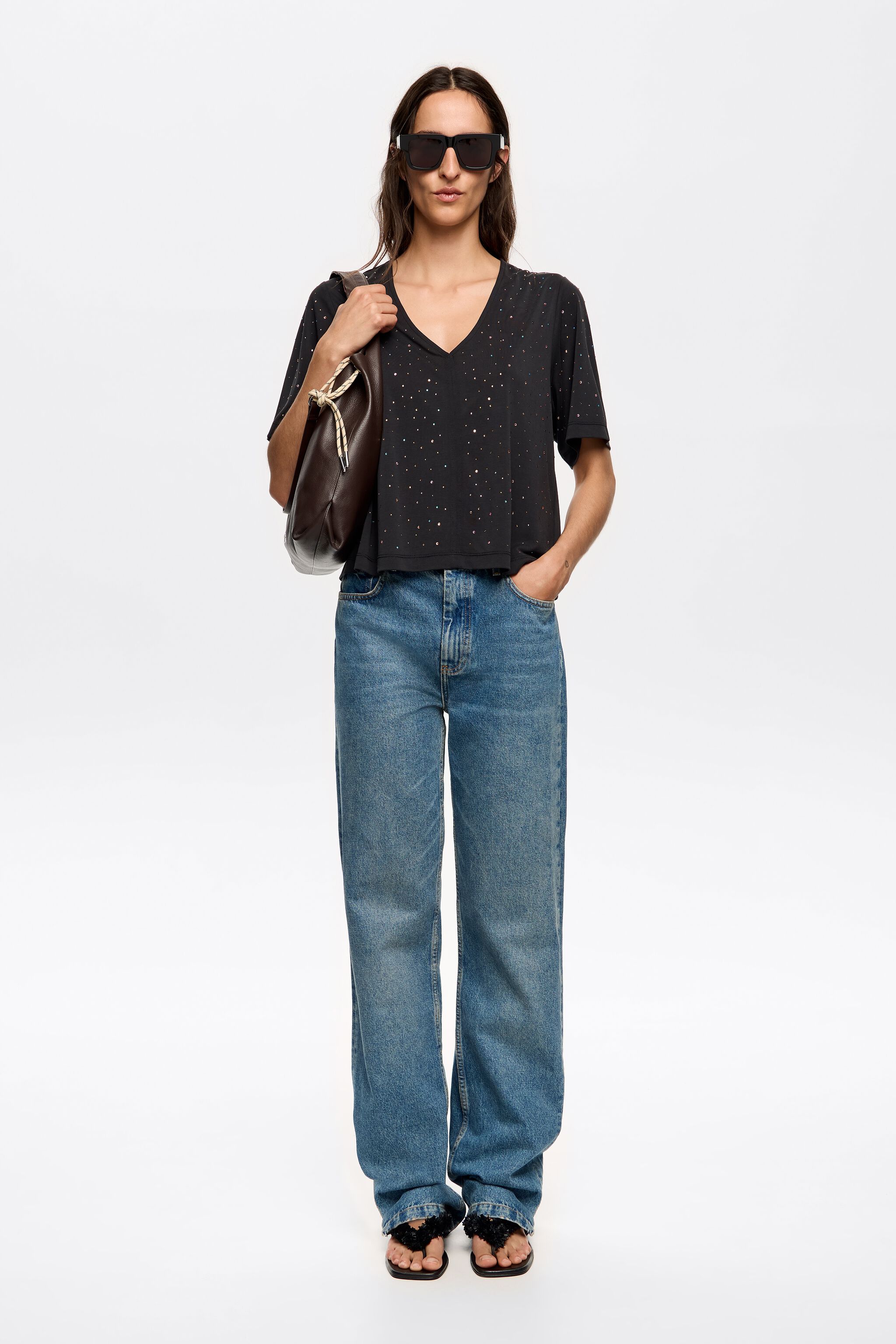 Black boxy stones T-shirt