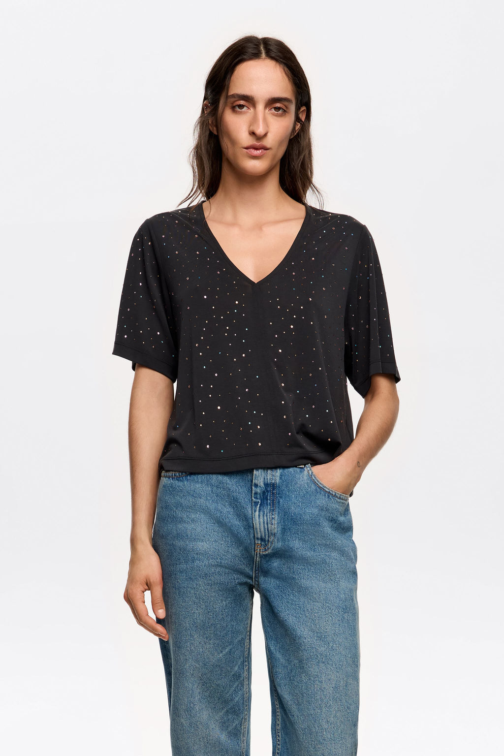 Black boxy stones T-shirt