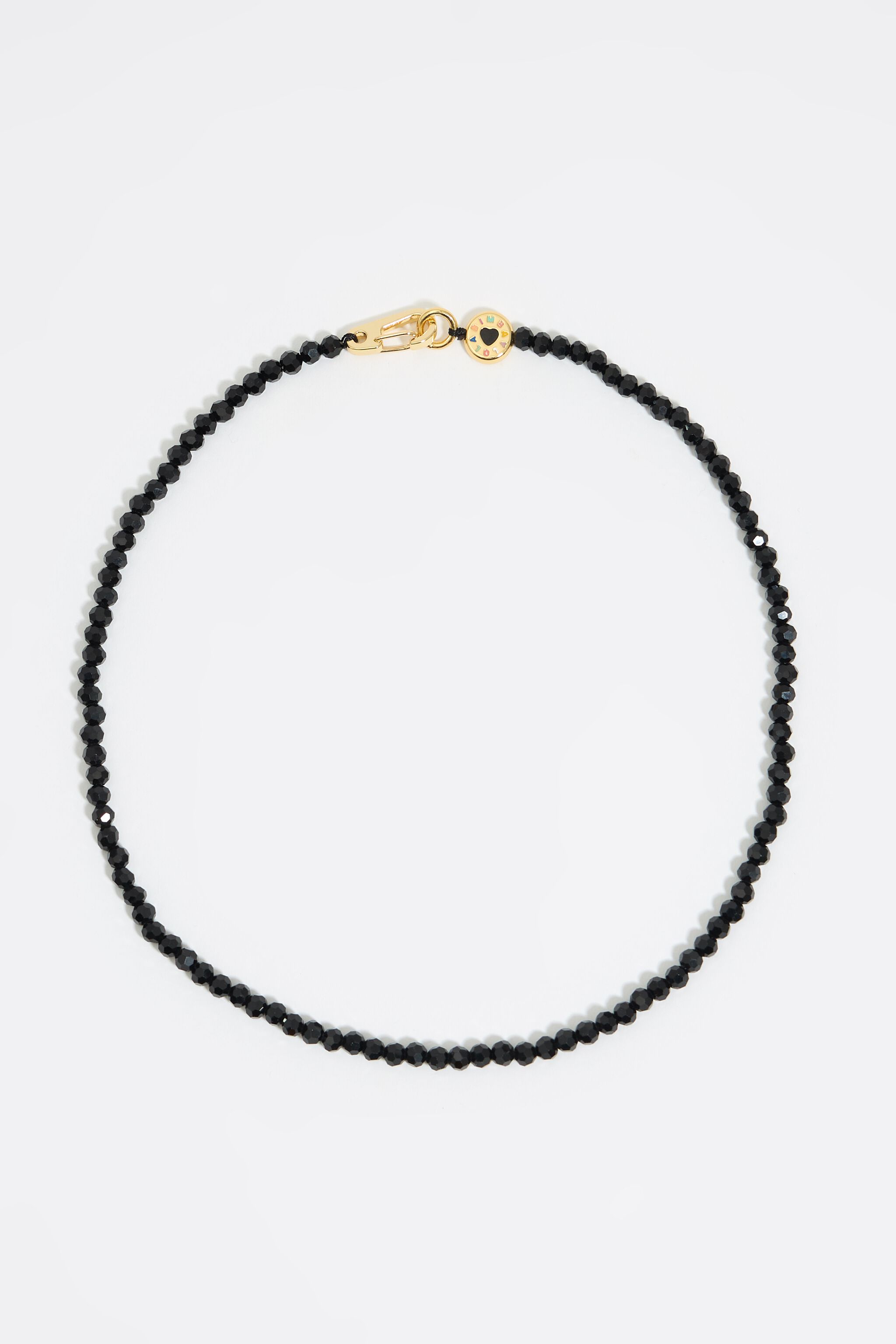 Logo and black crystals necklace