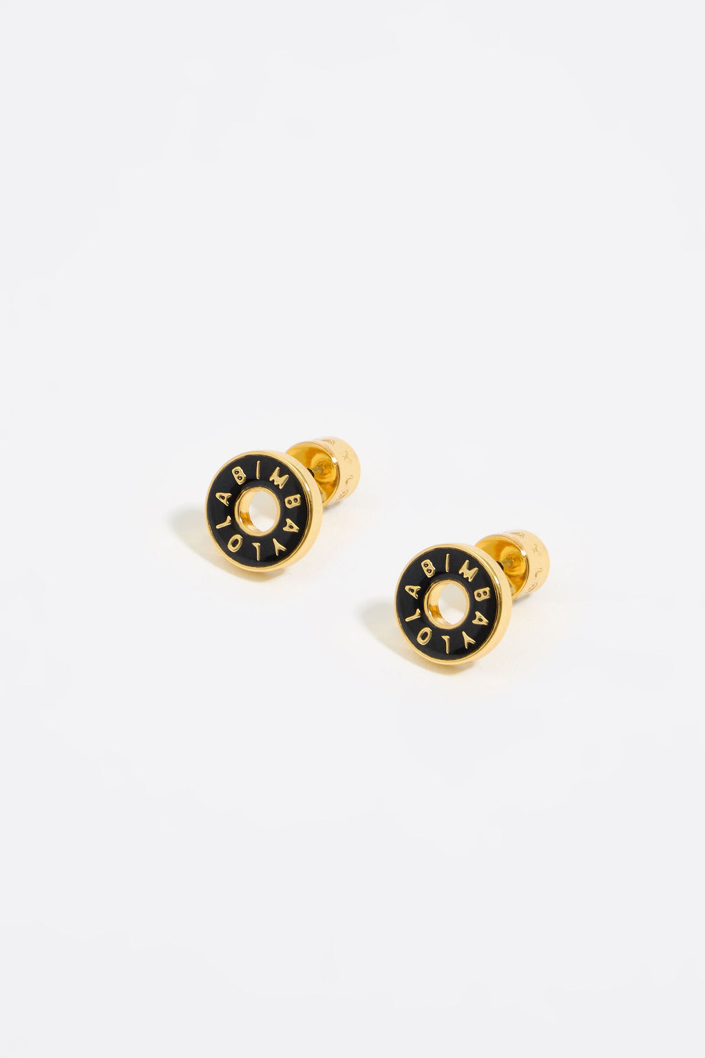 Black logo gold earrings