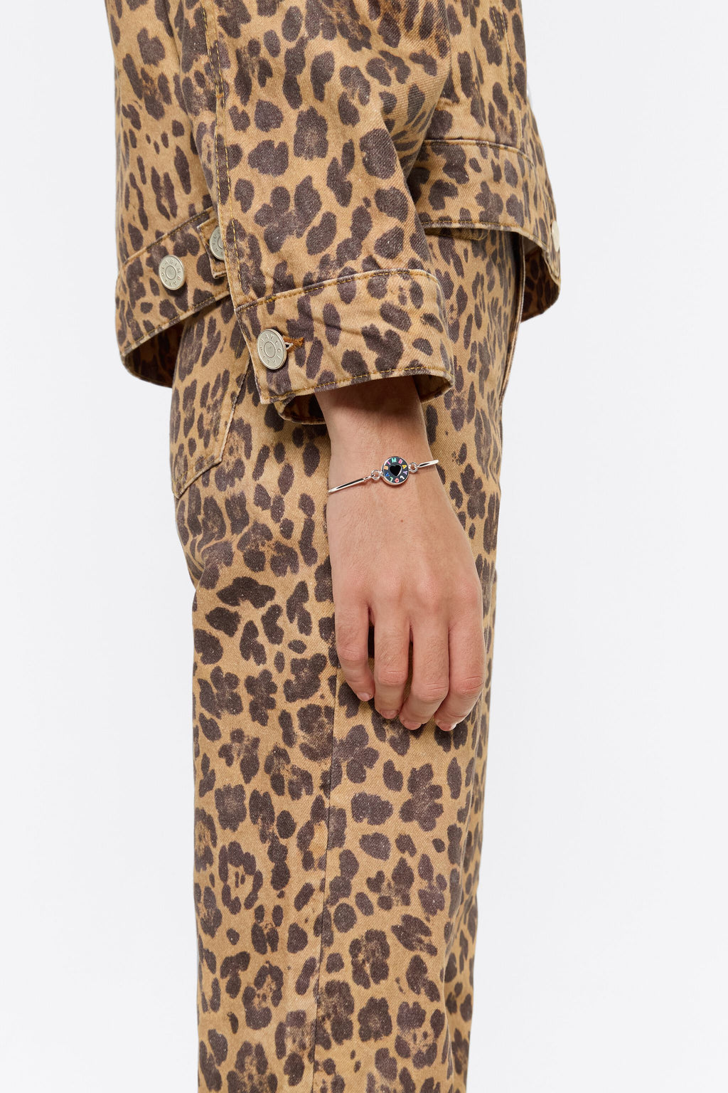 Multicolored logo silver bracelet