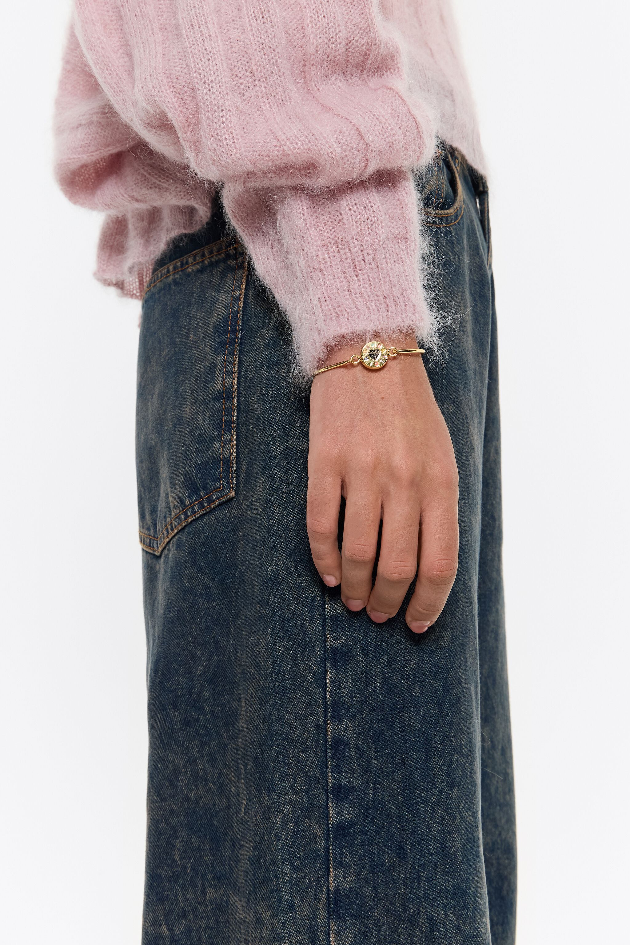 Multicolored logo gold bracelet