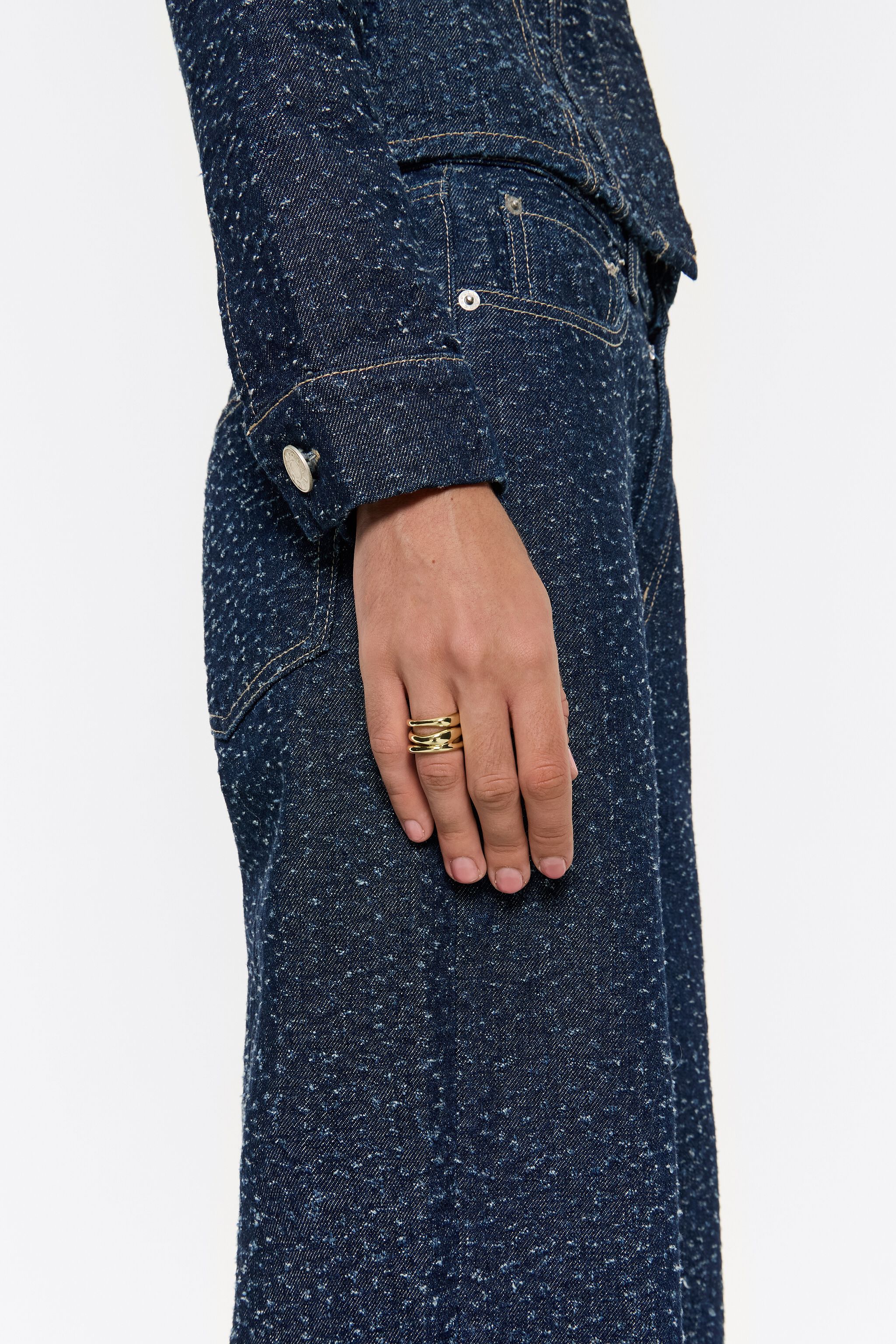 Textured gold three-band ring