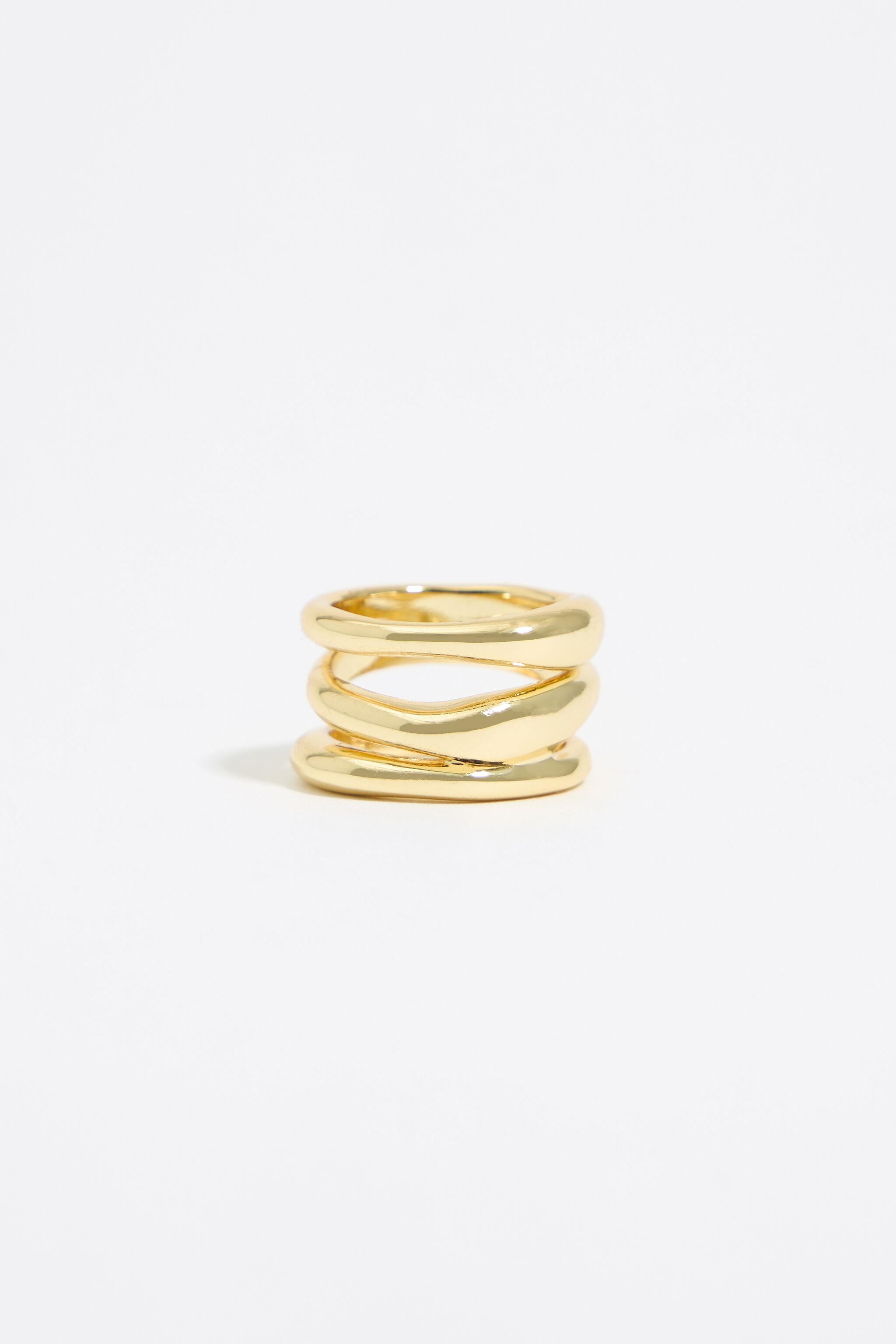 Textured gold three-band ring