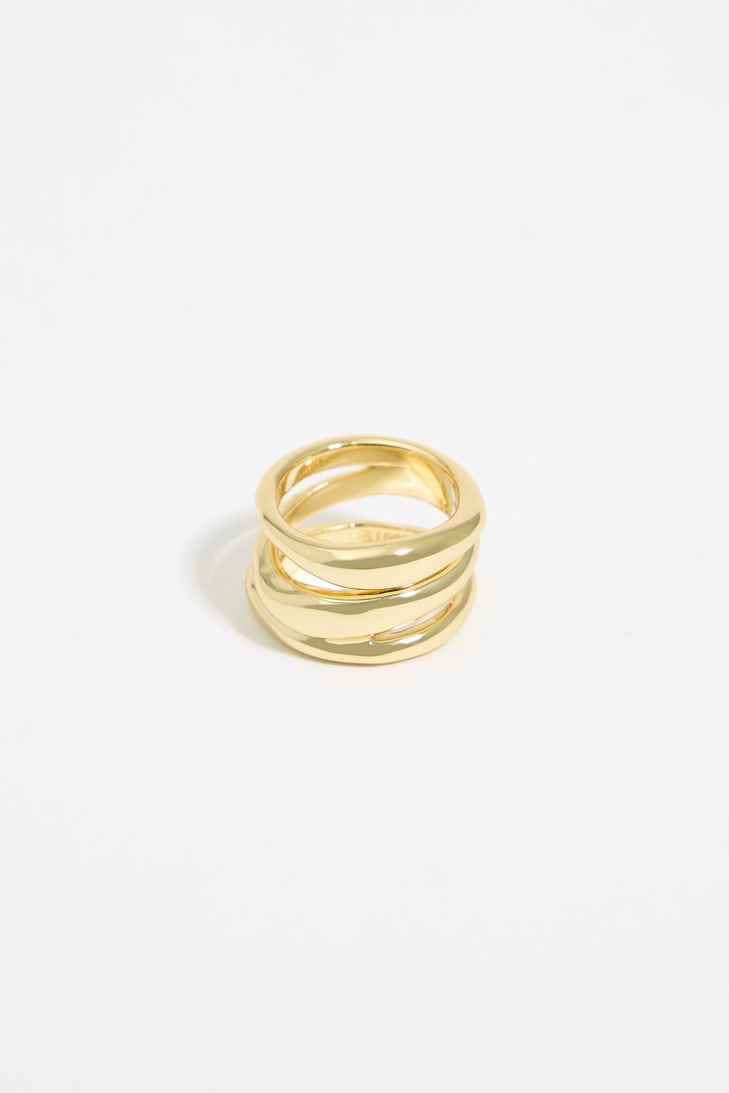 Textured gold three-band ring