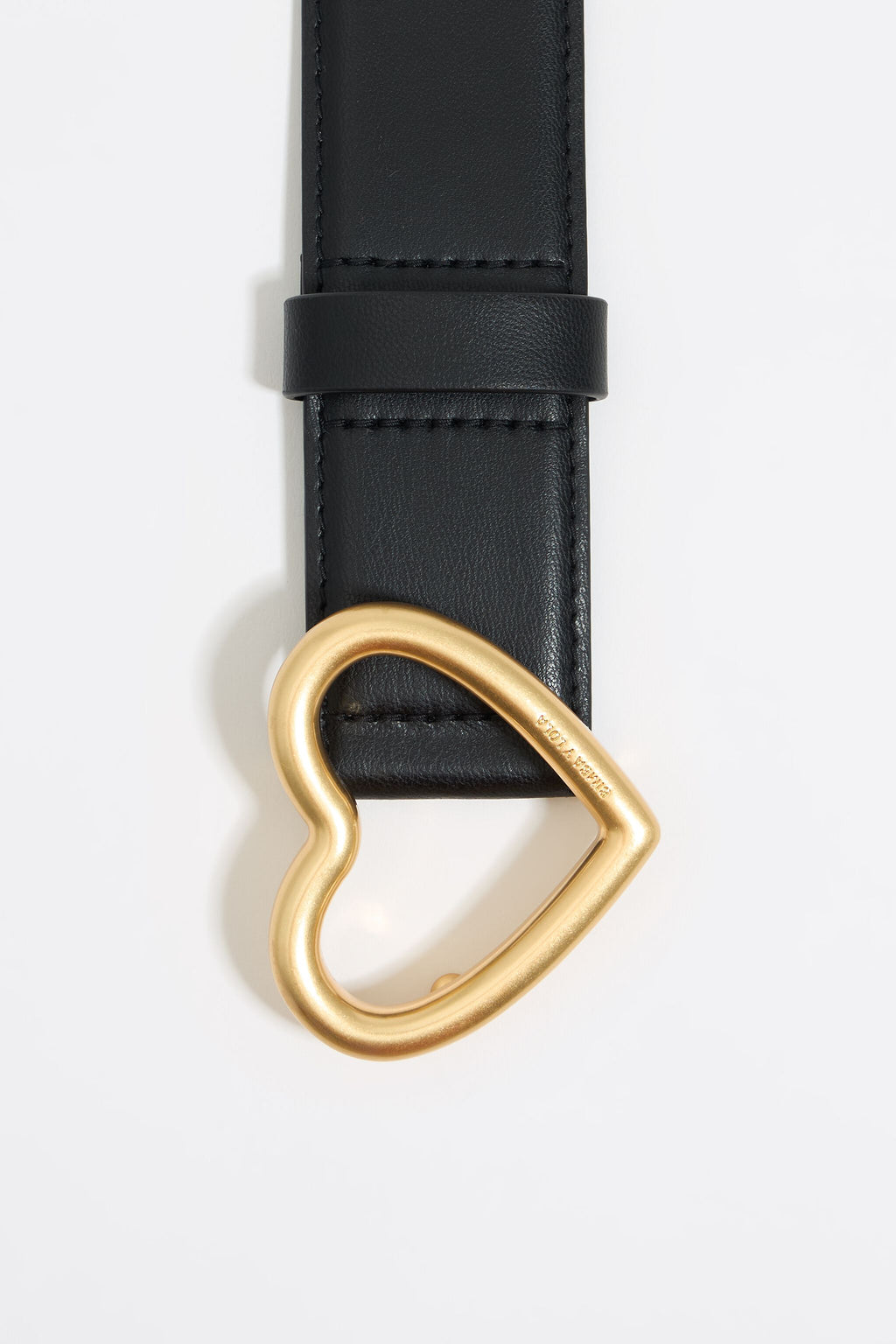 Black leather heart buckle belt