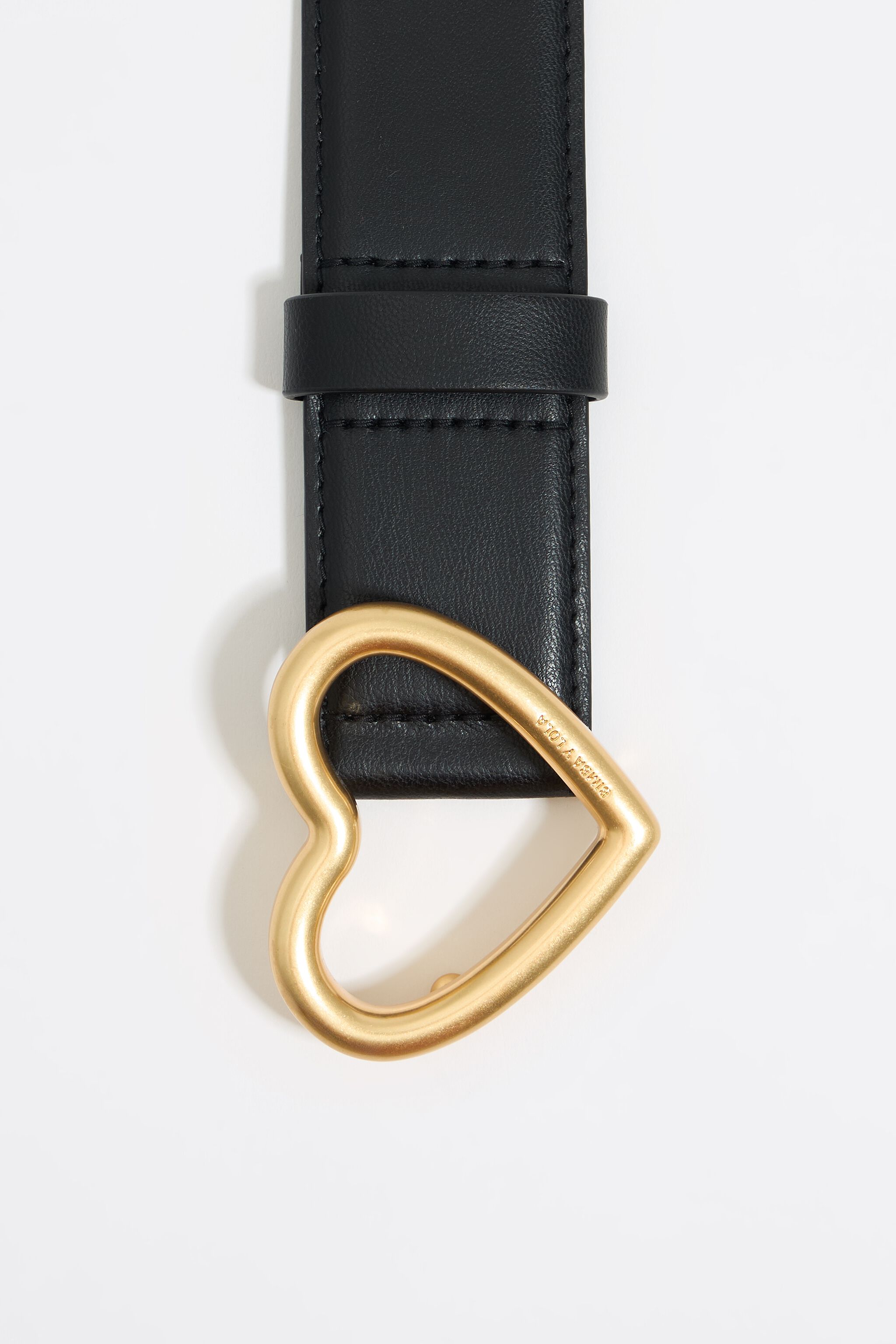 Black leather heart buckle belt