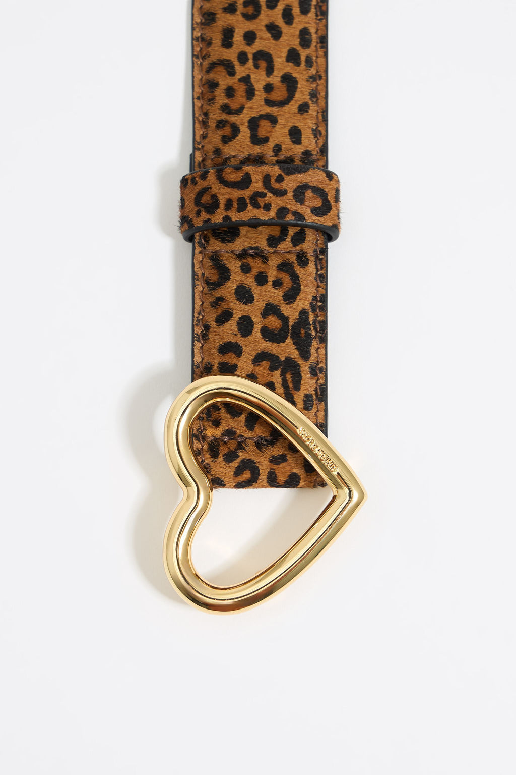 Leopard leather heart buckle belt