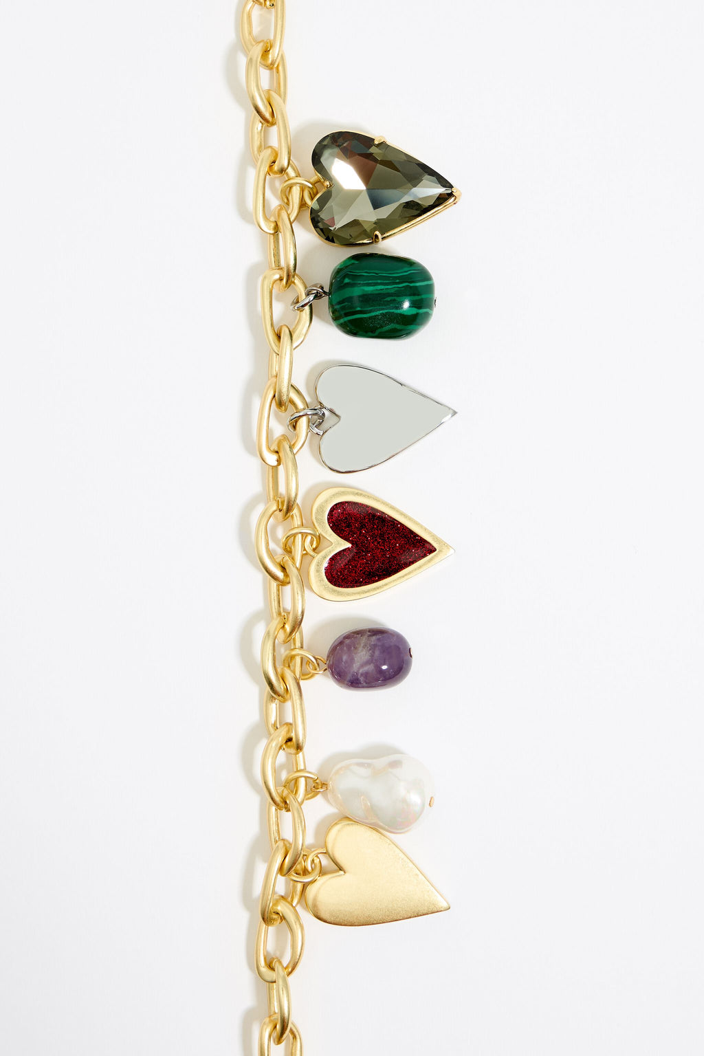 Hearts and stones chain necklace