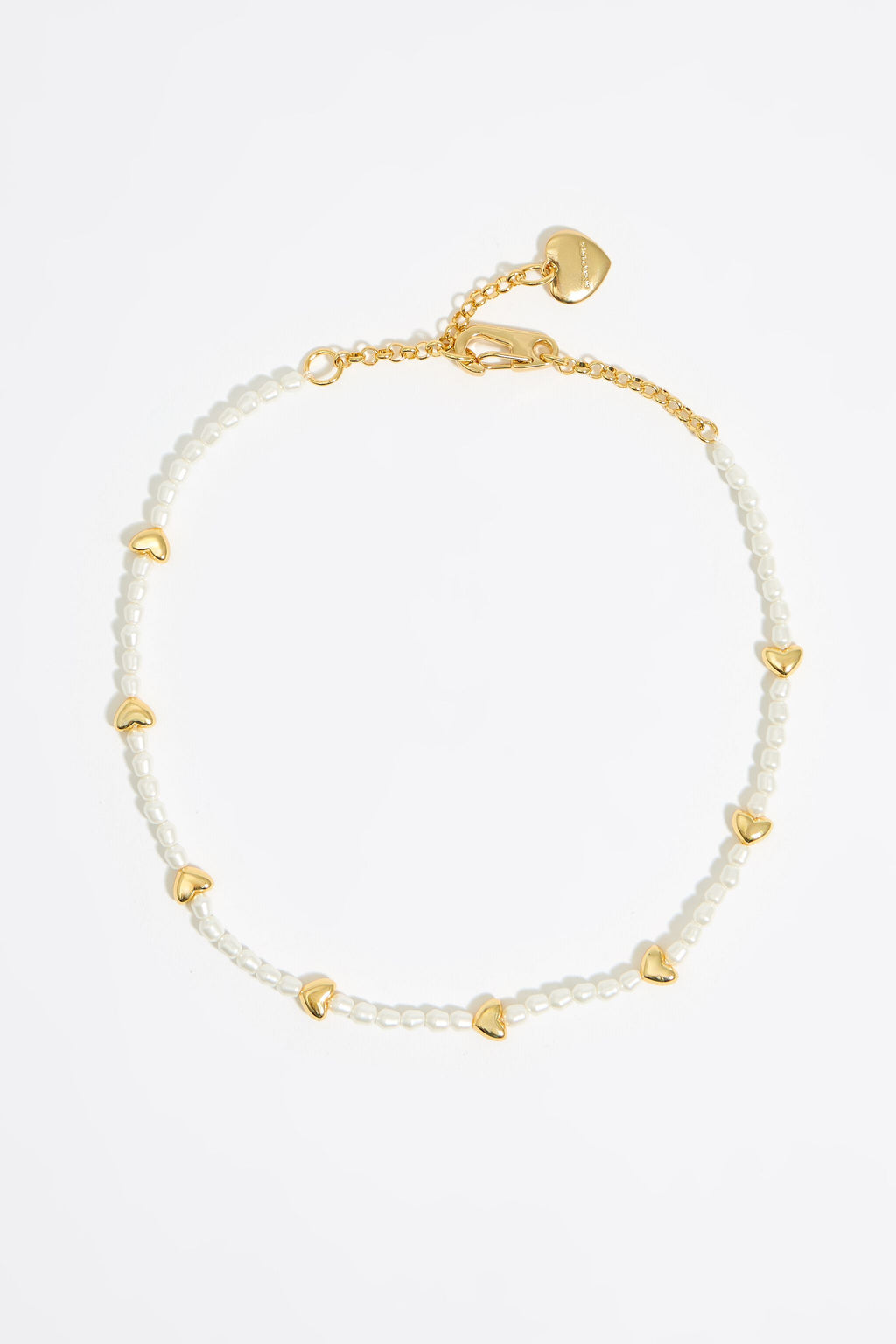 Gold hearts and pearls necklace