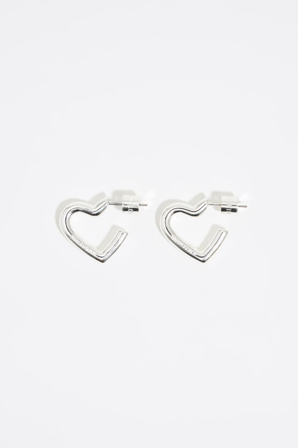 Silver heart hoop earrings