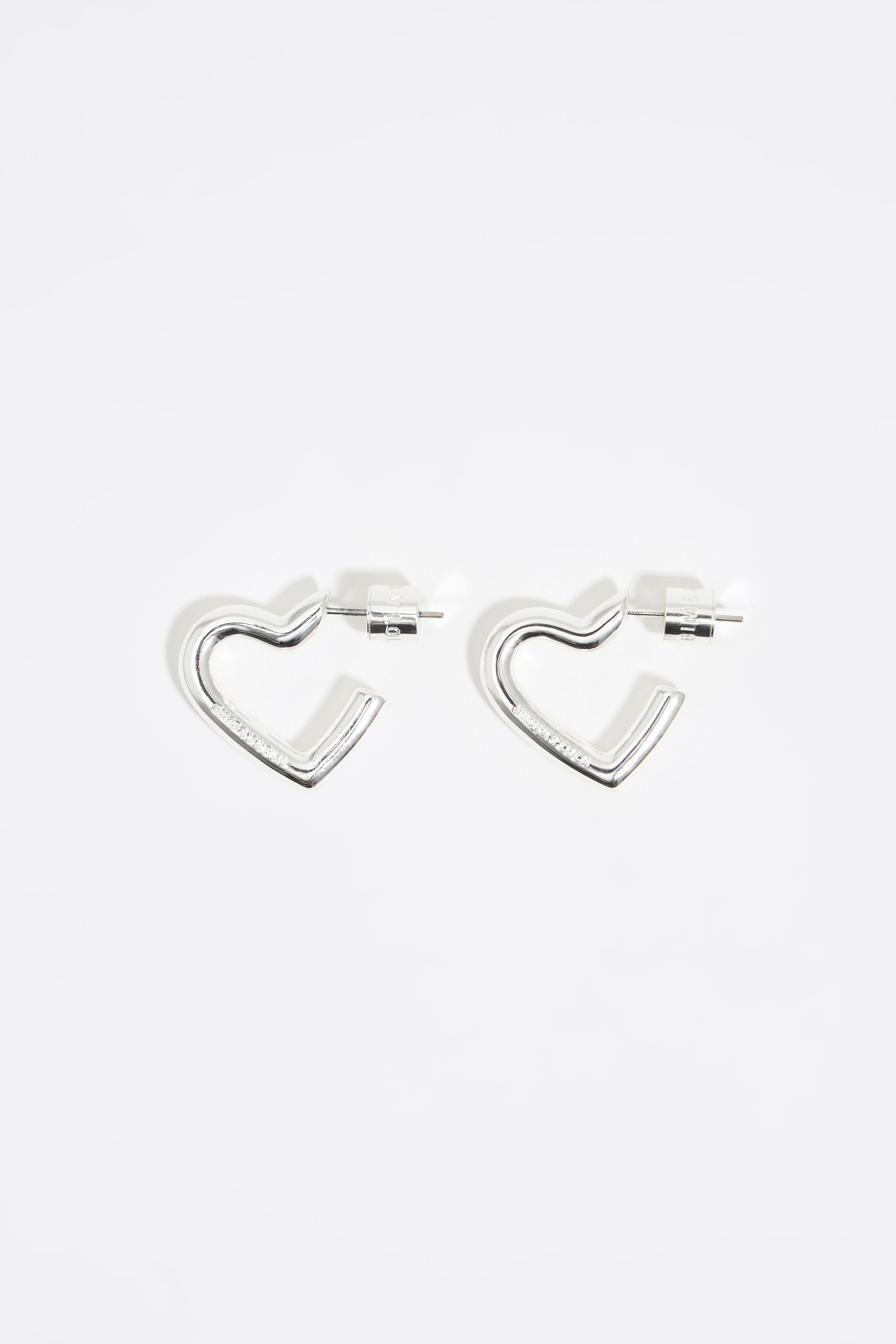 Silver heart hoop earrings