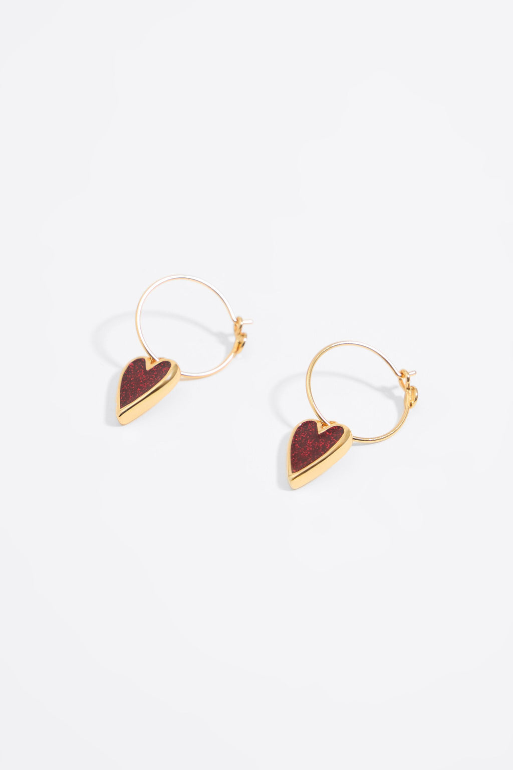 Glittery heart hoop earrings