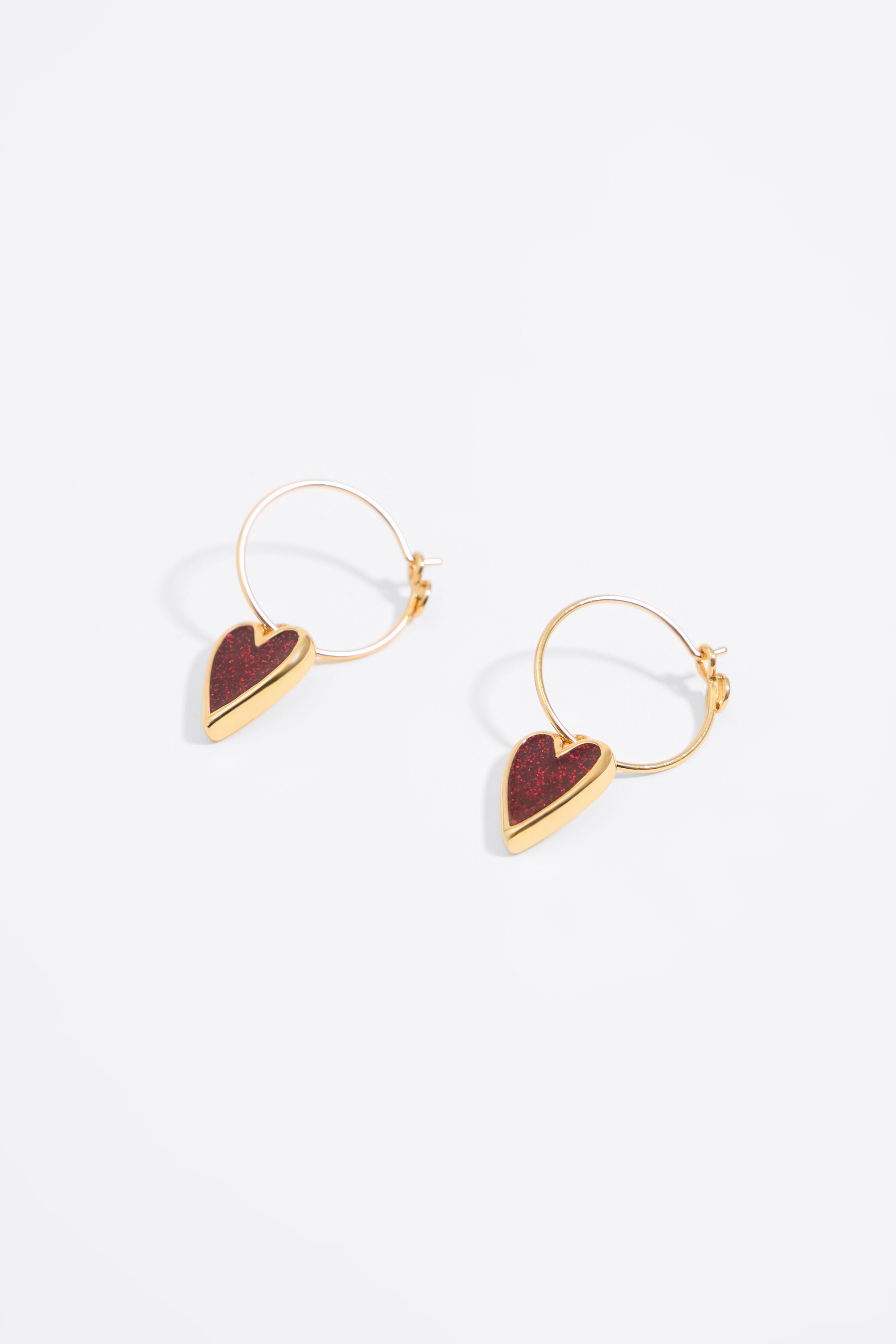 Glittery heart hoop earrings