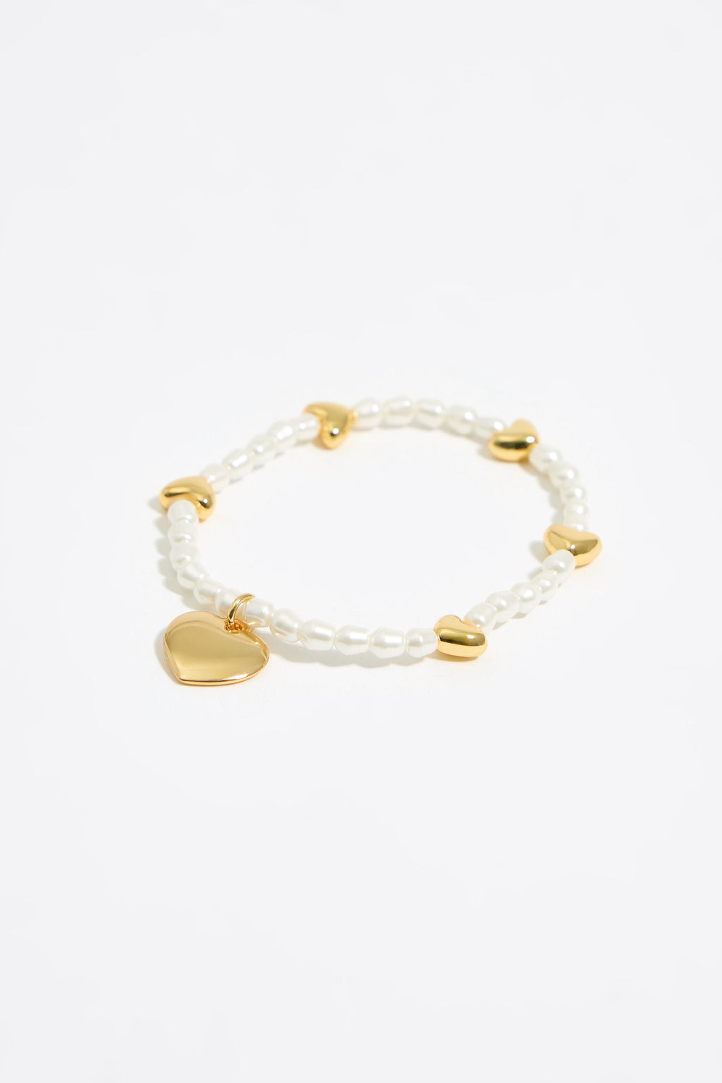 Gold hearts and pearls bracelet