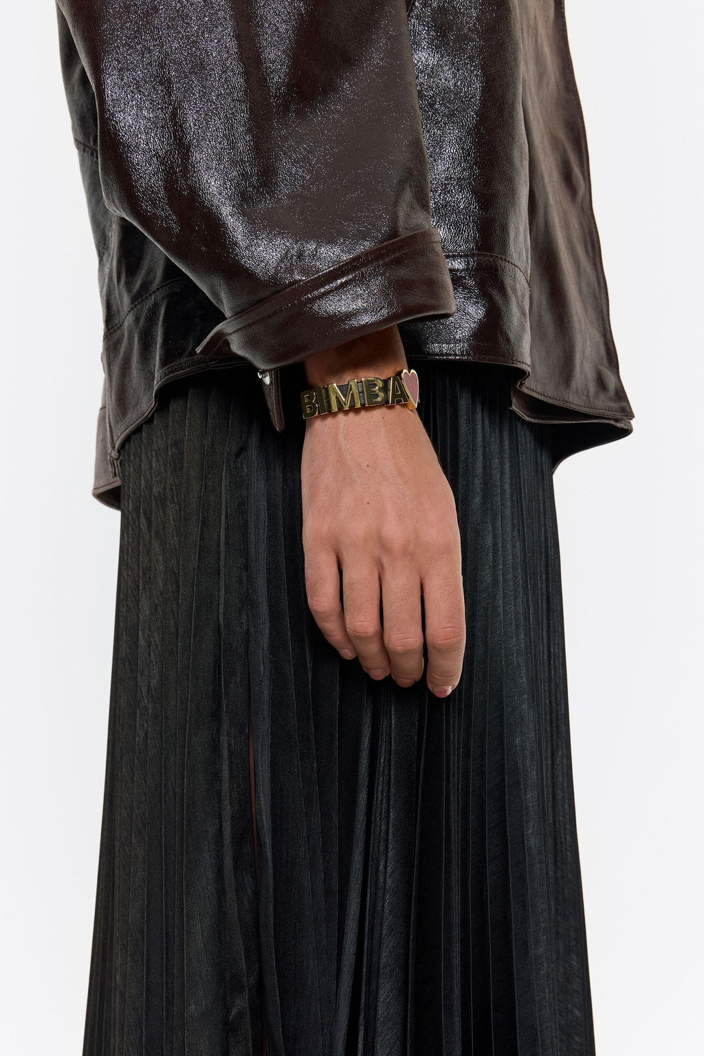 Red glitter heart and logo strap bracelet