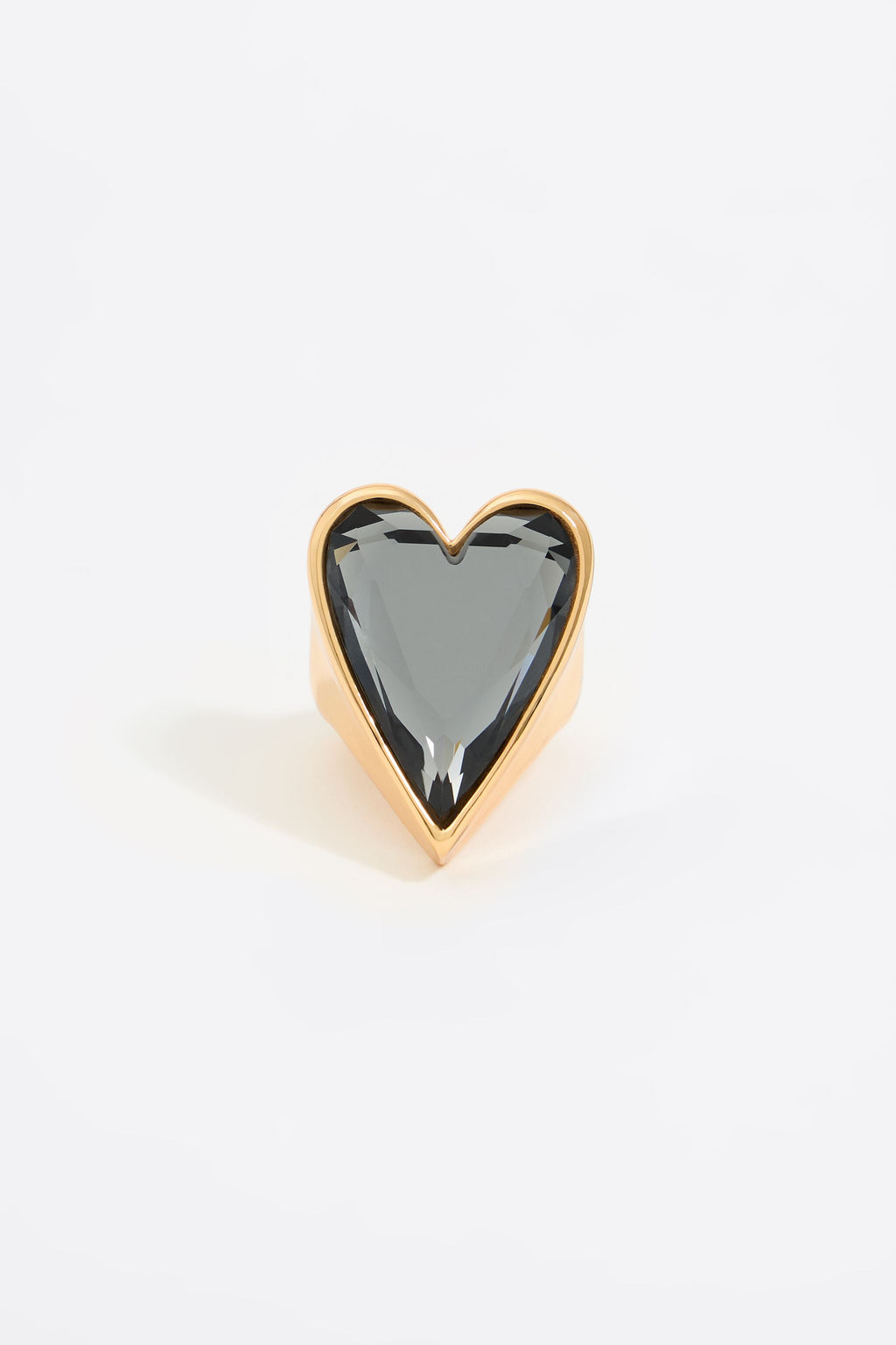 Smoked crystal heart ring