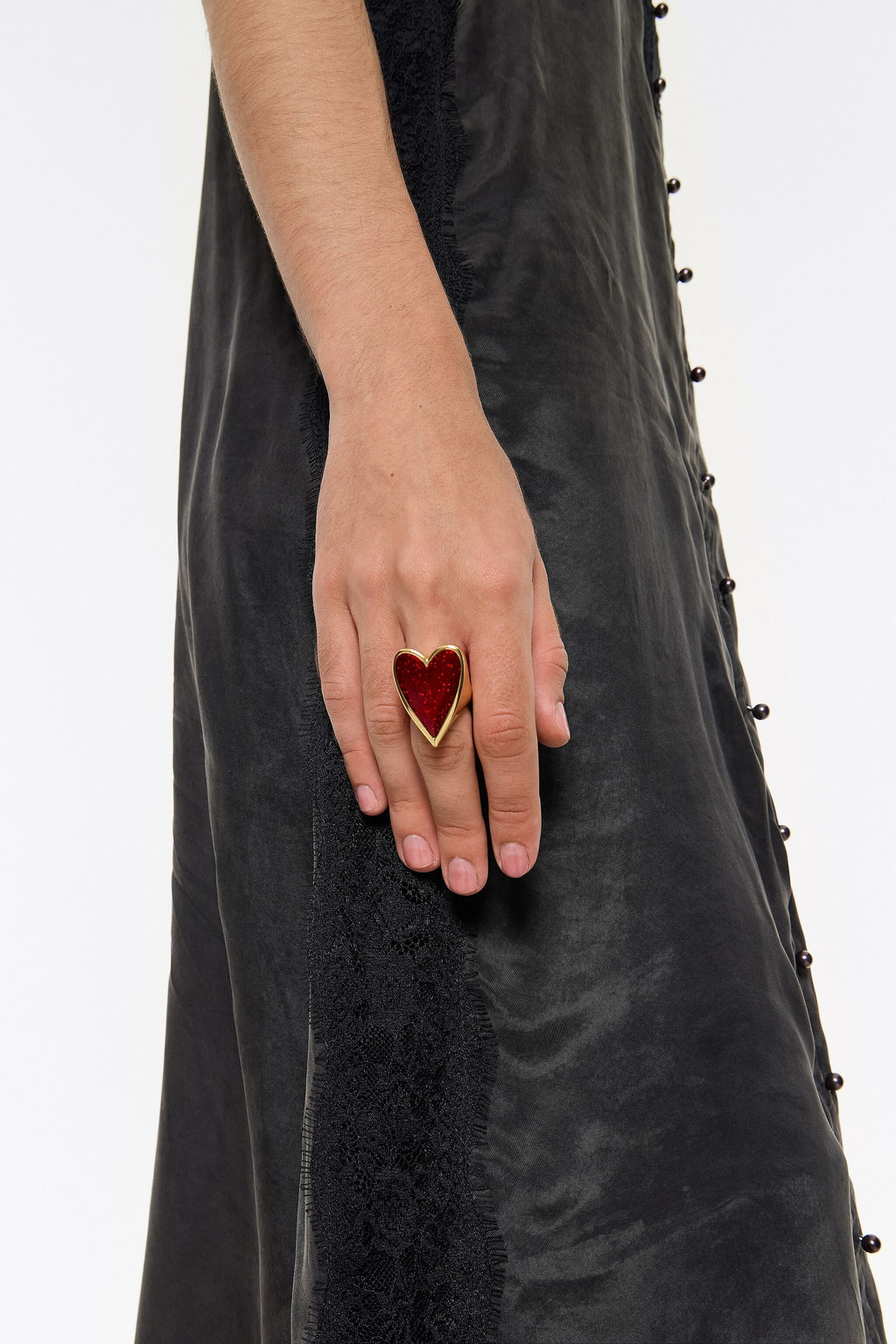 Glittery red heart ring