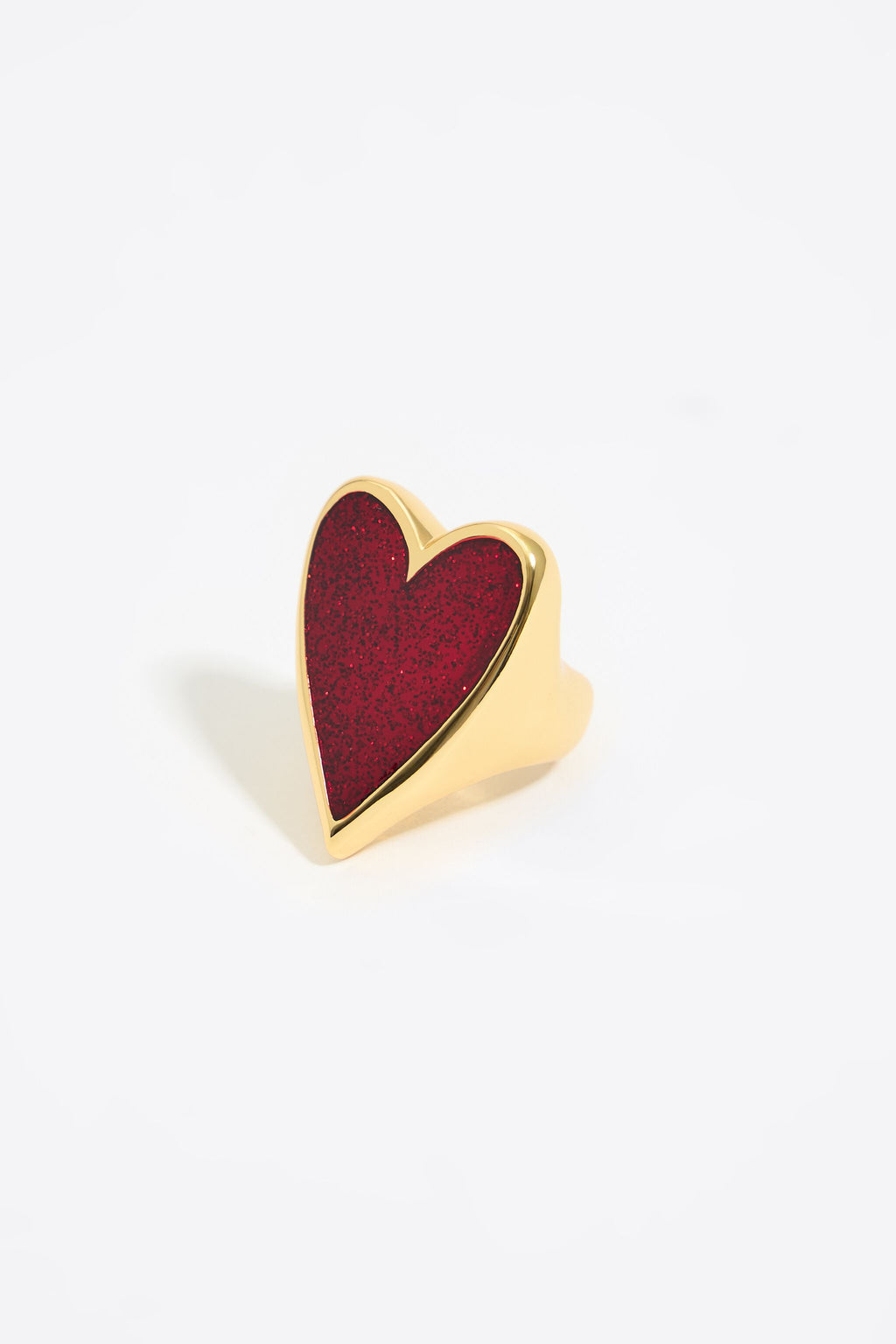 Glittery red heart ring