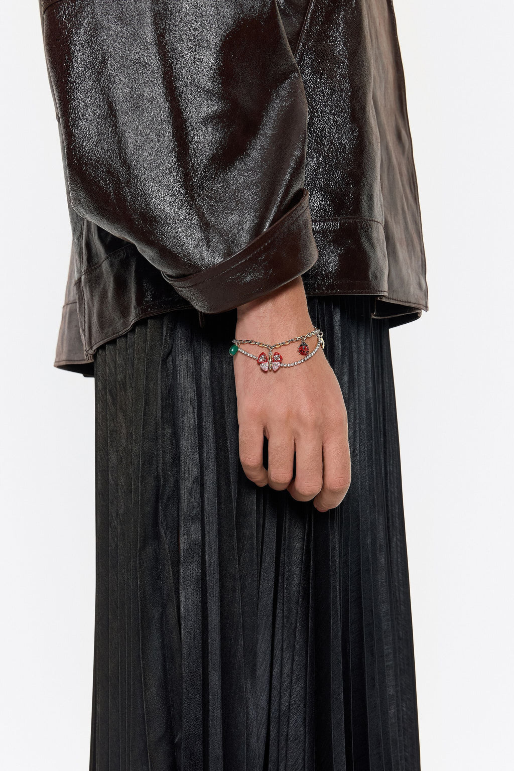 Crystal bracelet with butterfly, ladybug and bee