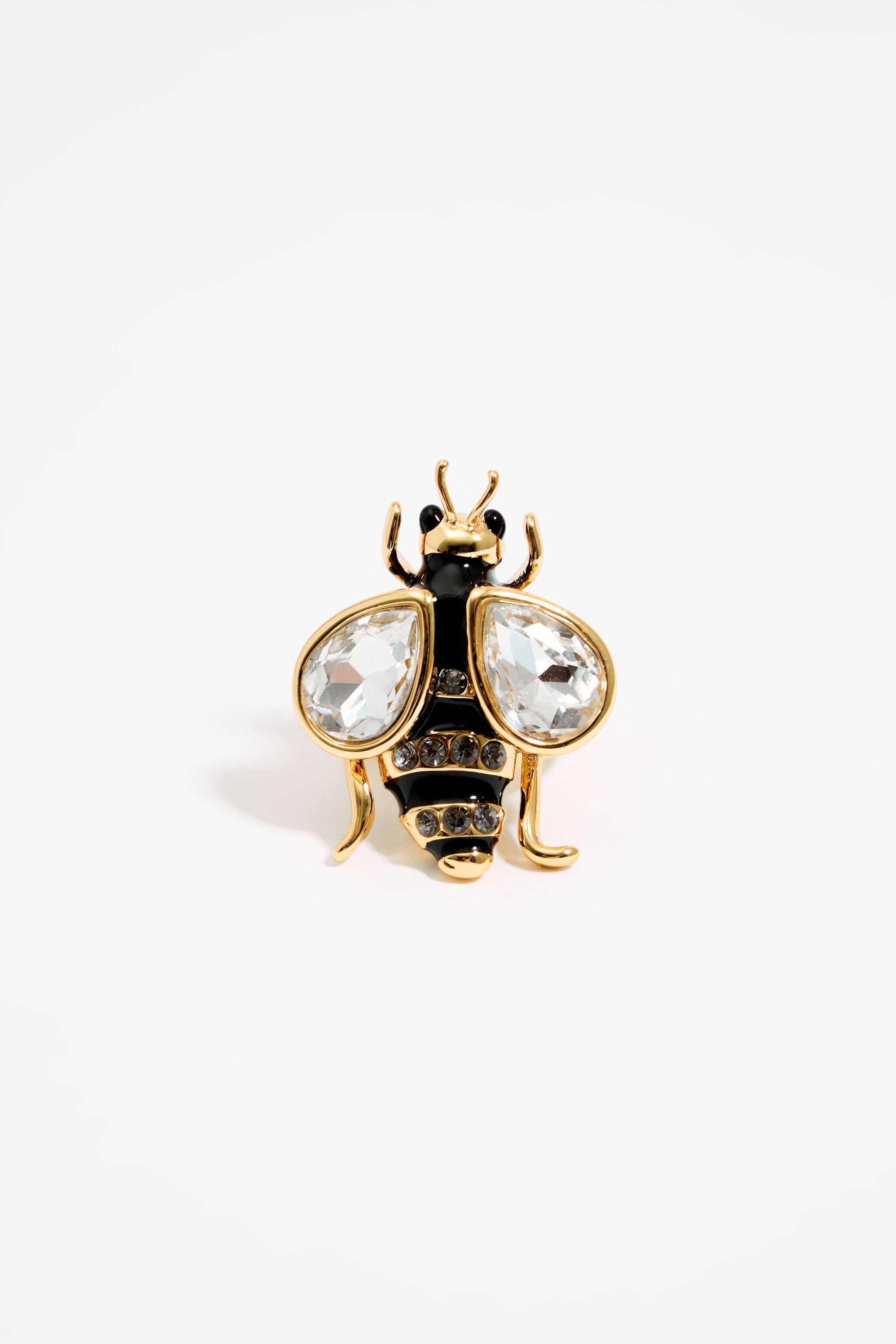 Black bee ring with crystals