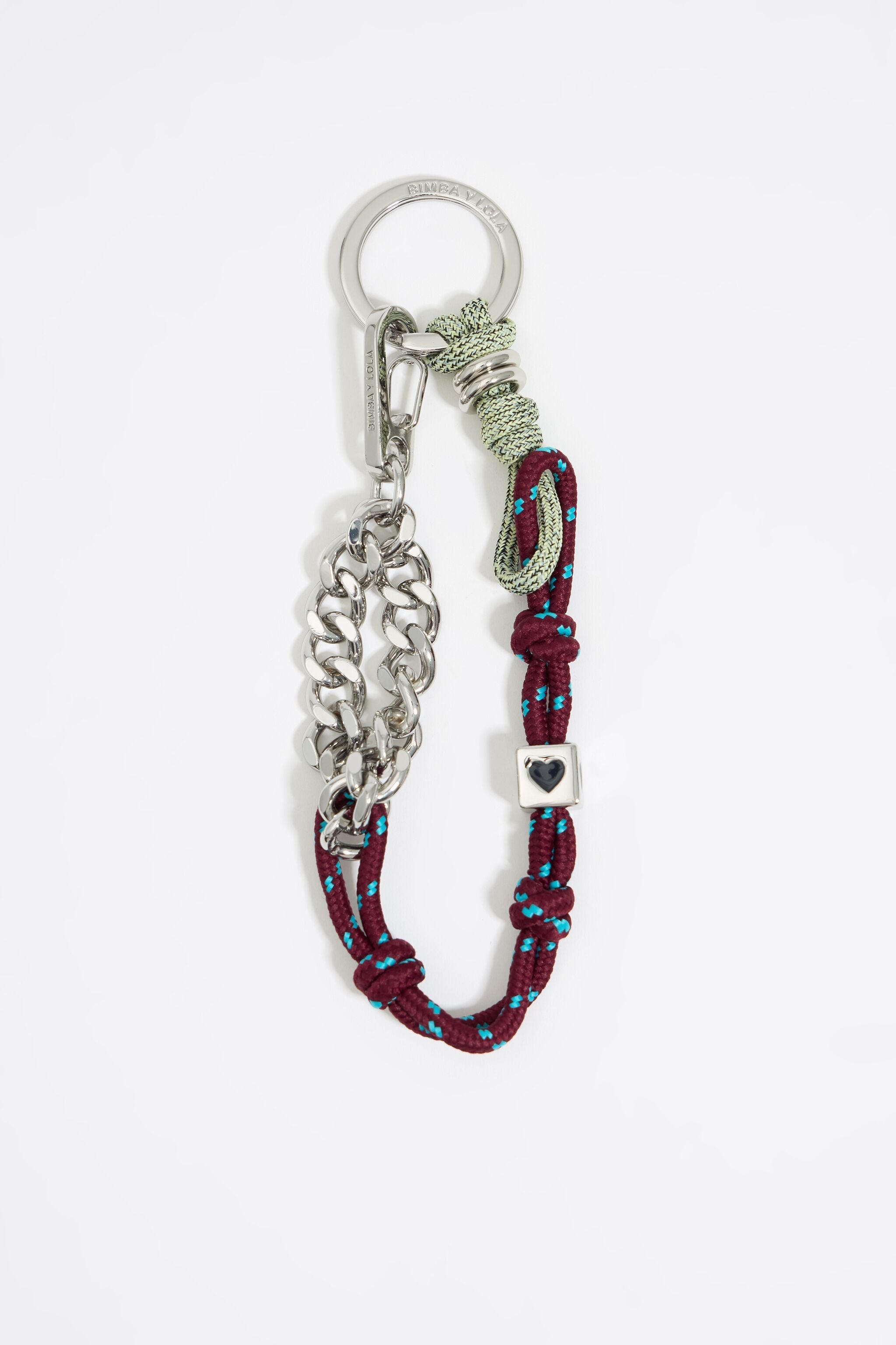 Burgundy knots and chain key ring