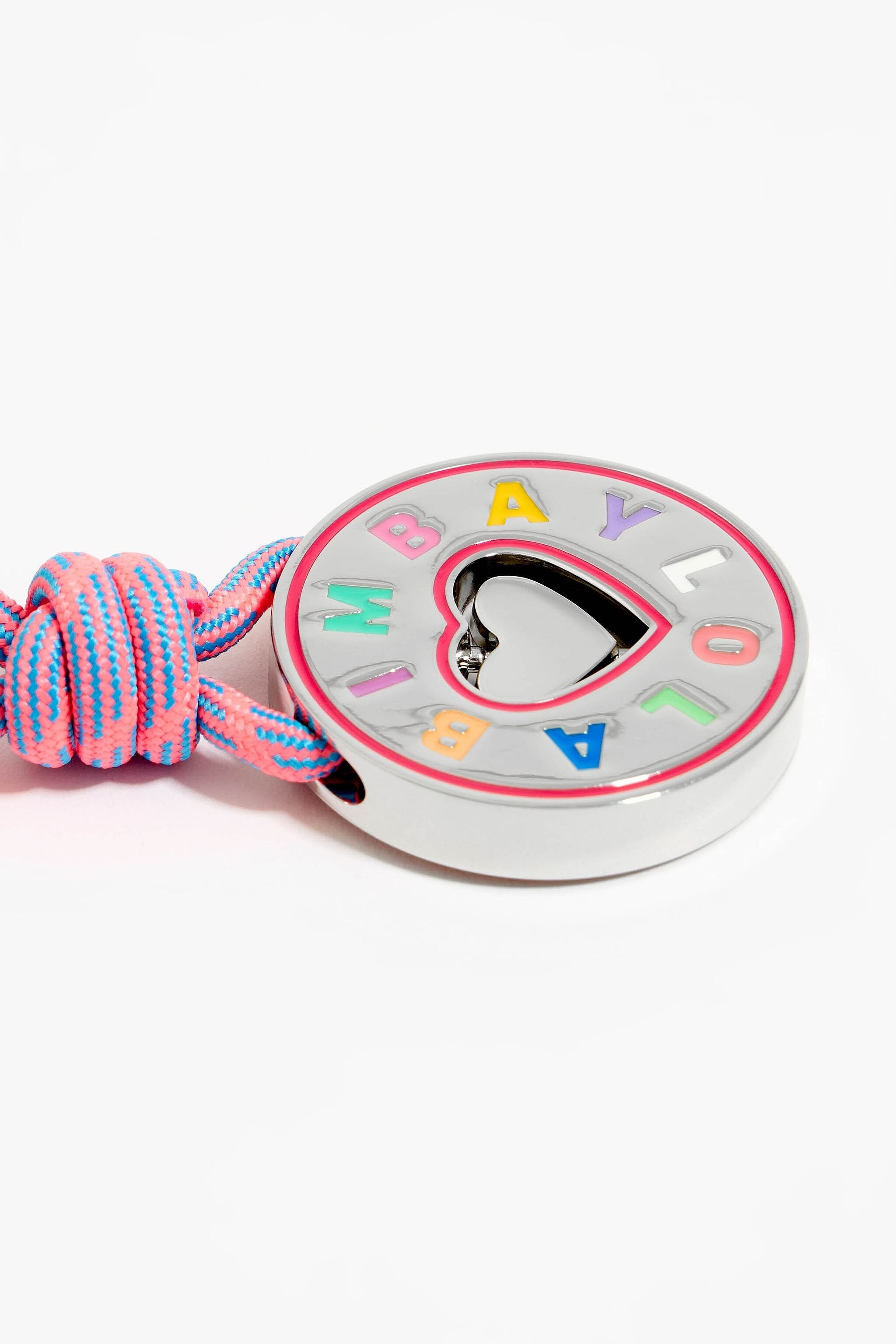 Silver heart circular key ring