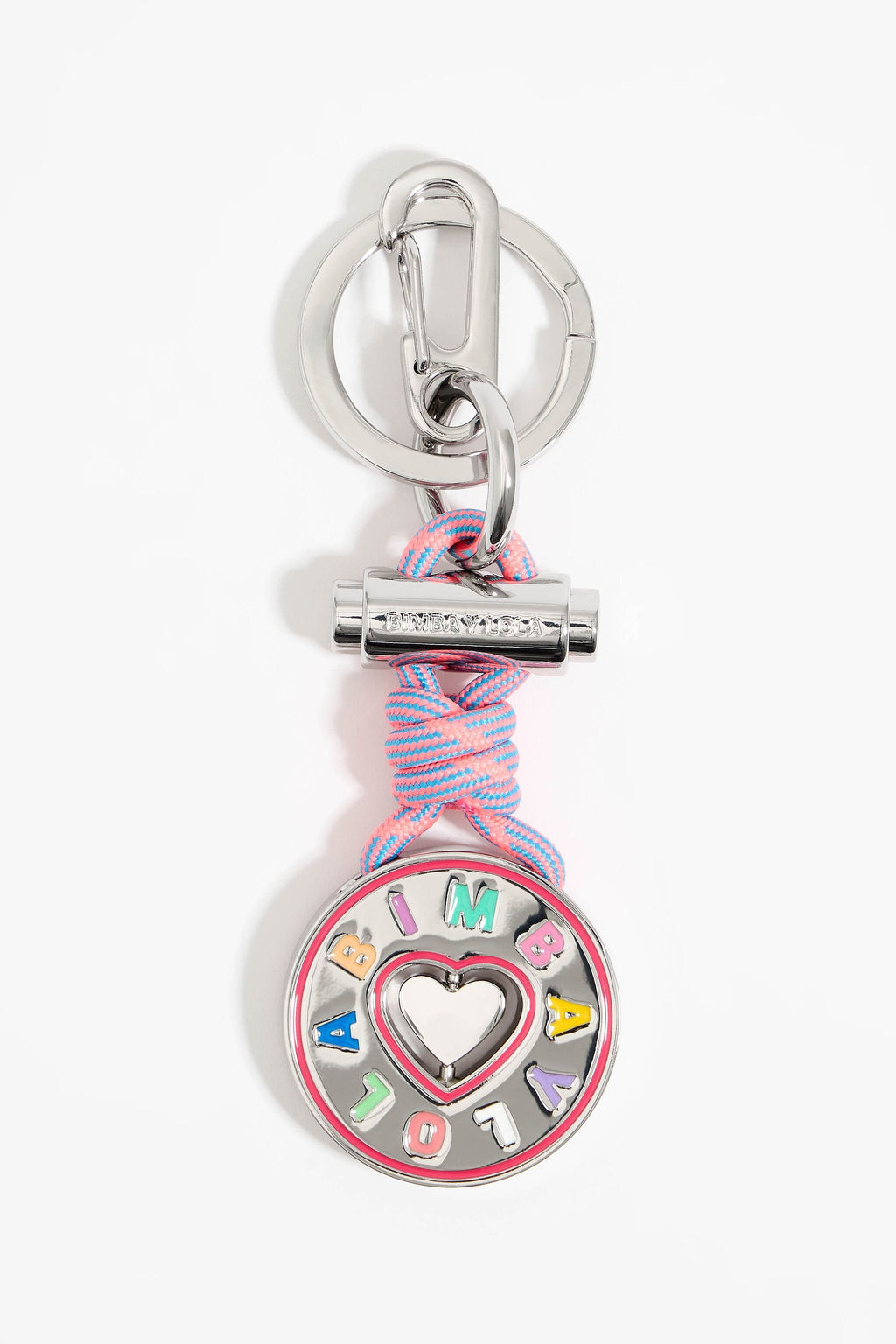 Silver heart circular key ring