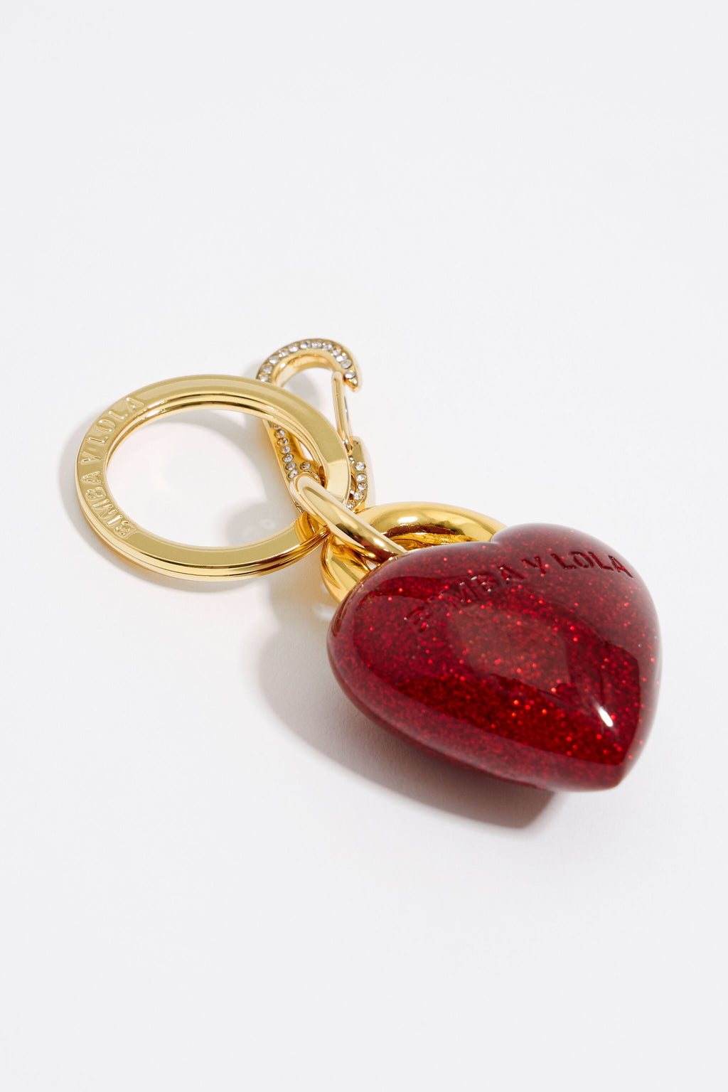 Glitter heart resin key ring
