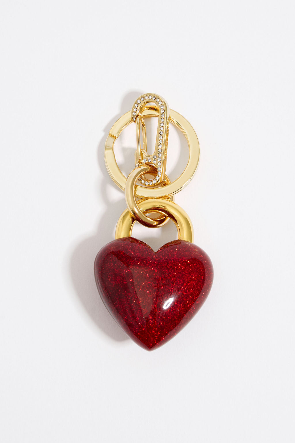 Glitter heart resin key ring