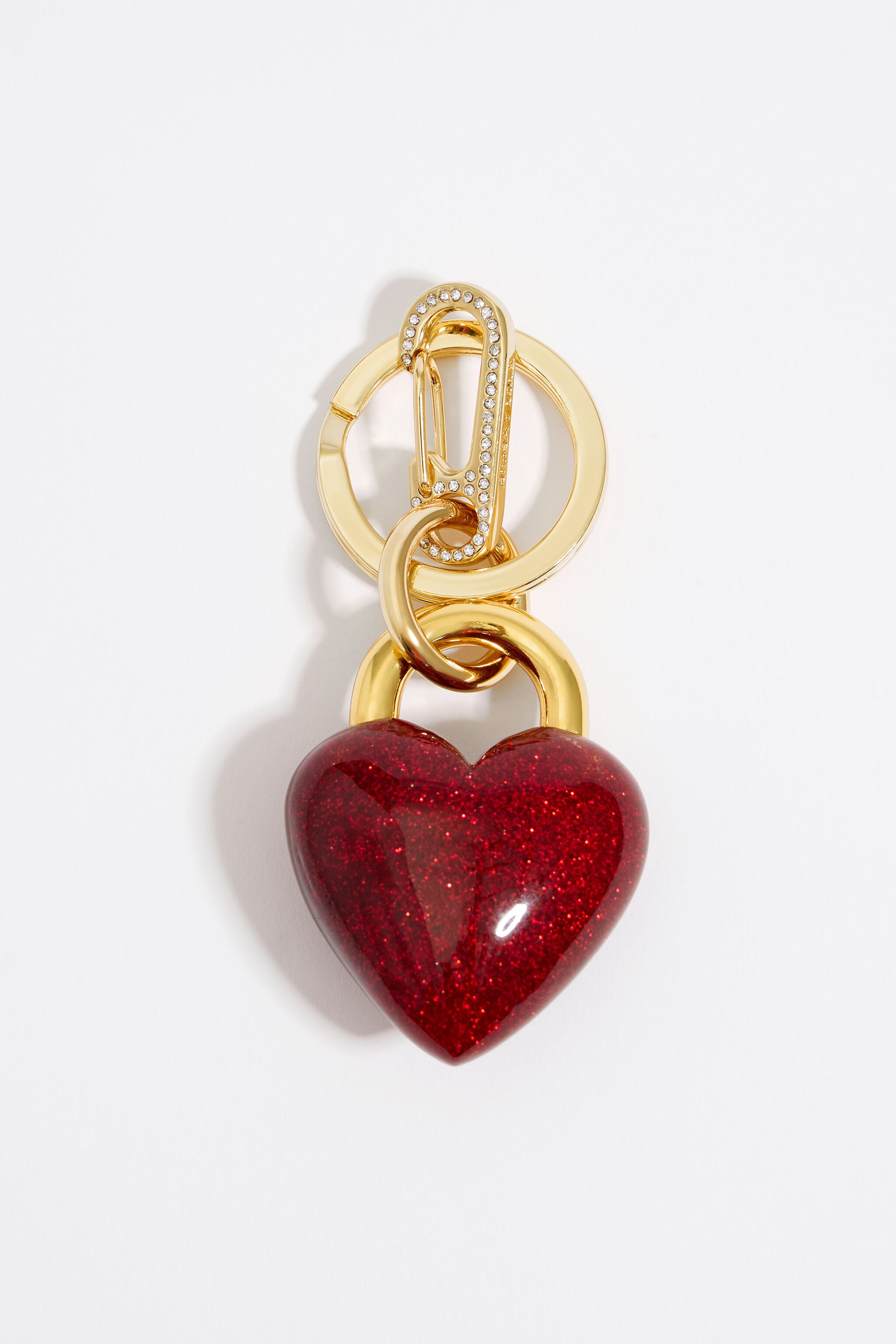 Glitter heart resin key ring