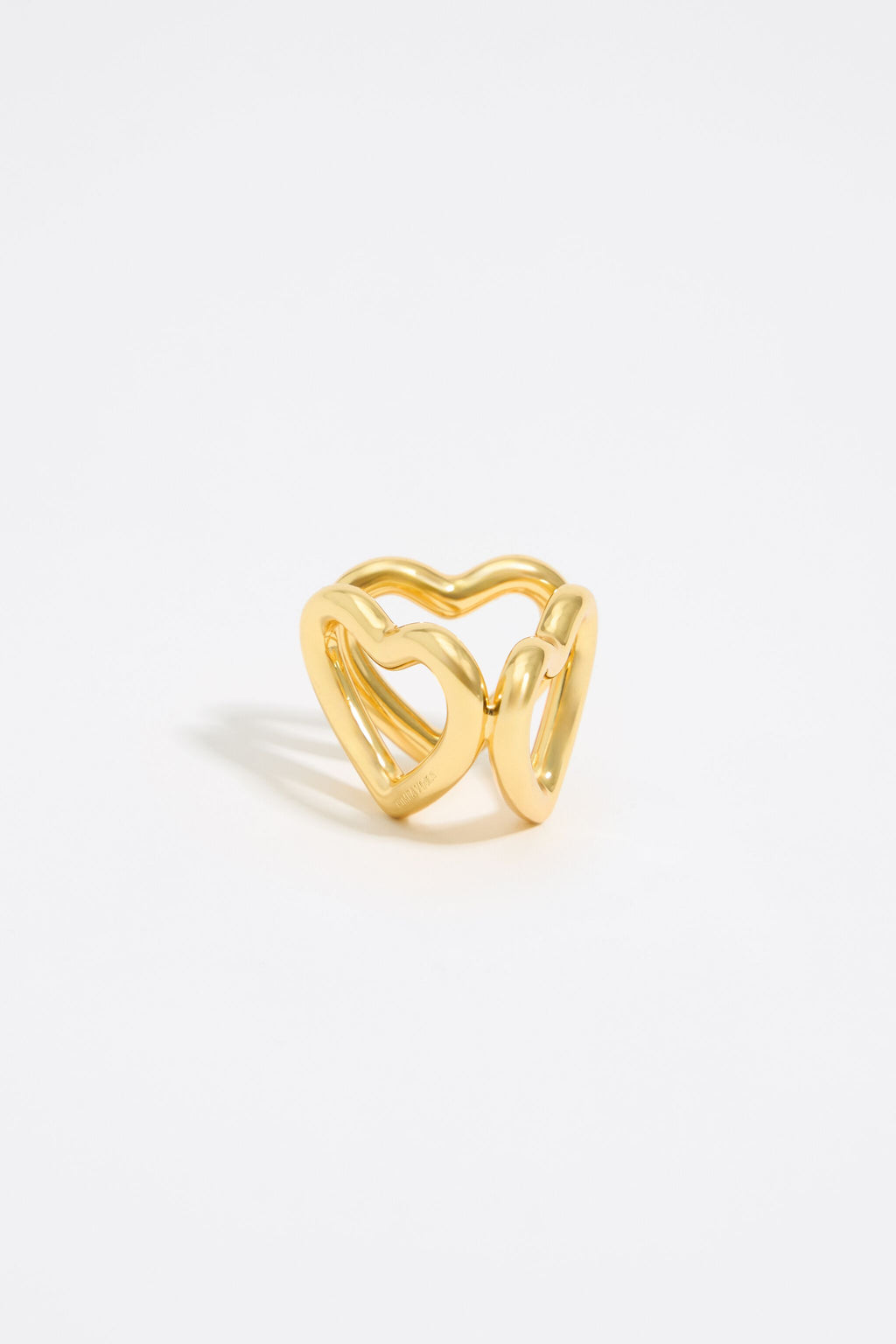 Gold hearts scarf ring