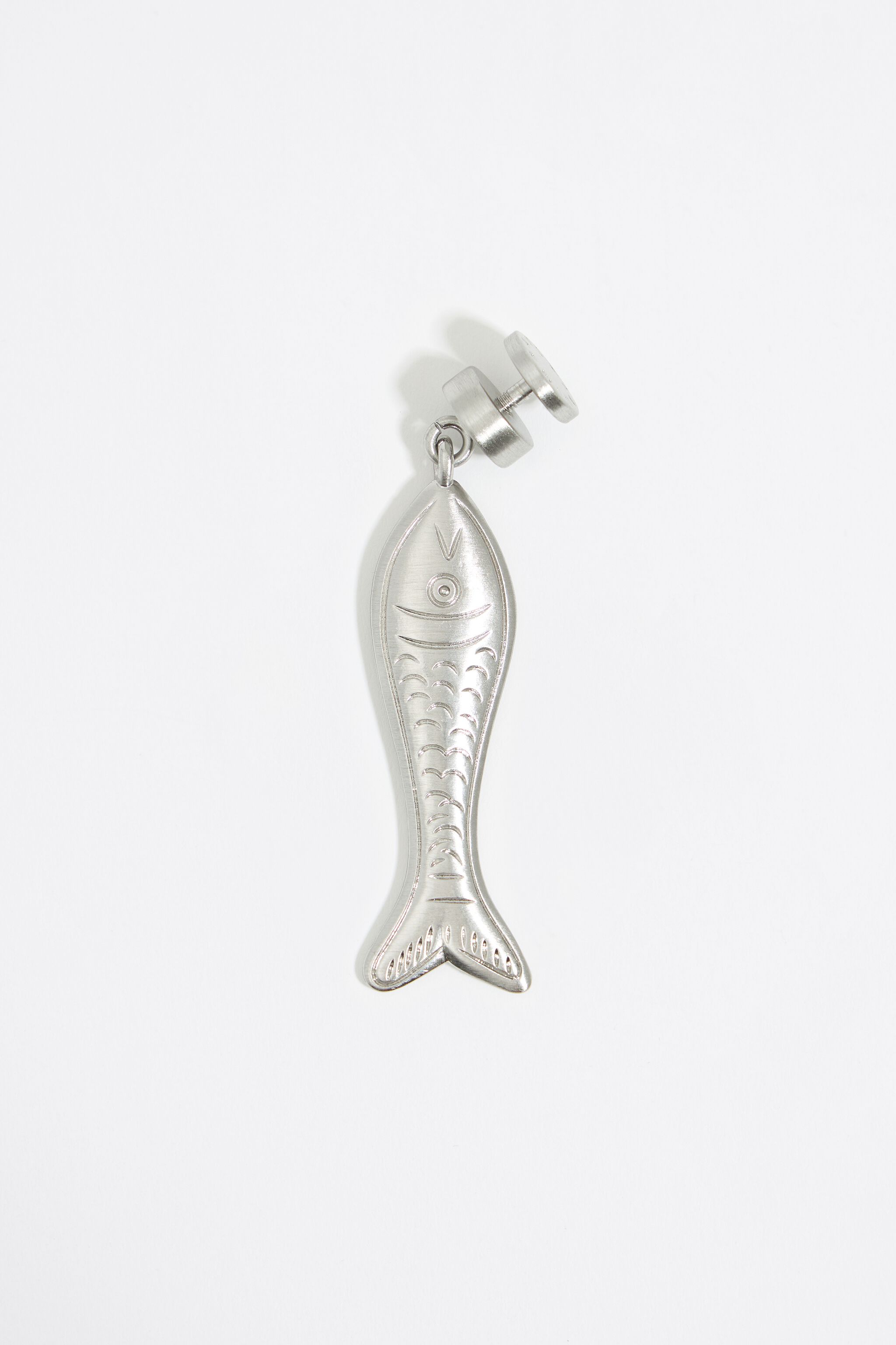 Silver brushed fish charm
