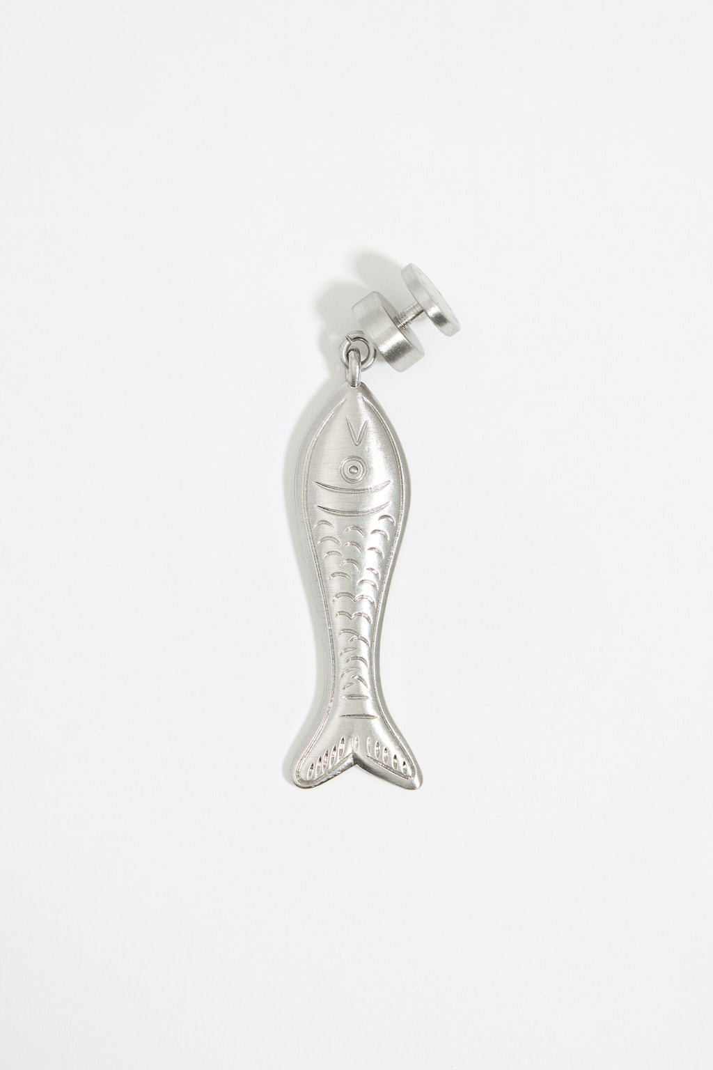 Silver brushed fish charm