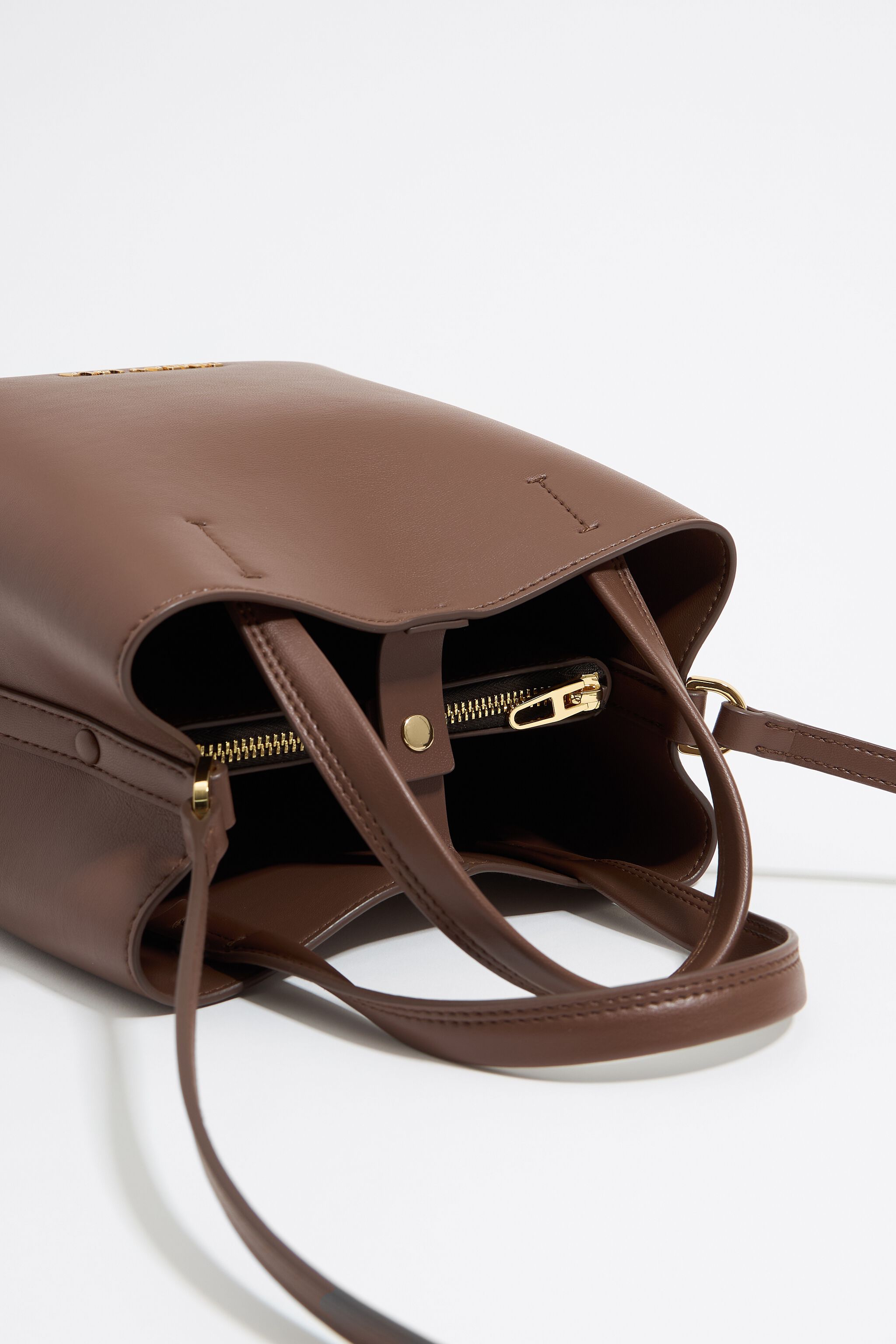 Small mocha leather Chihuahua bag