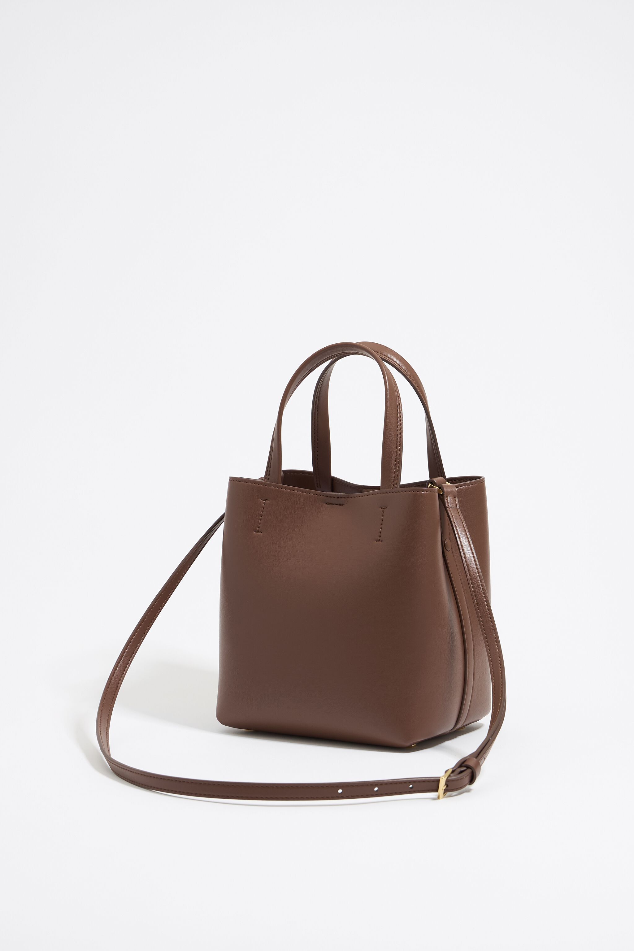 Small mocha leather Chihuahua bag