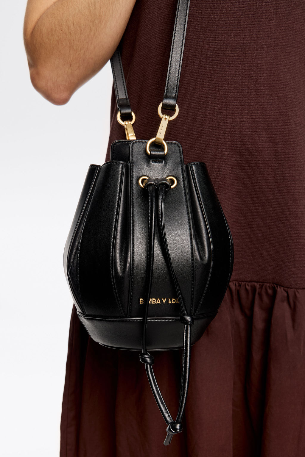 Small black Ball bucket bag