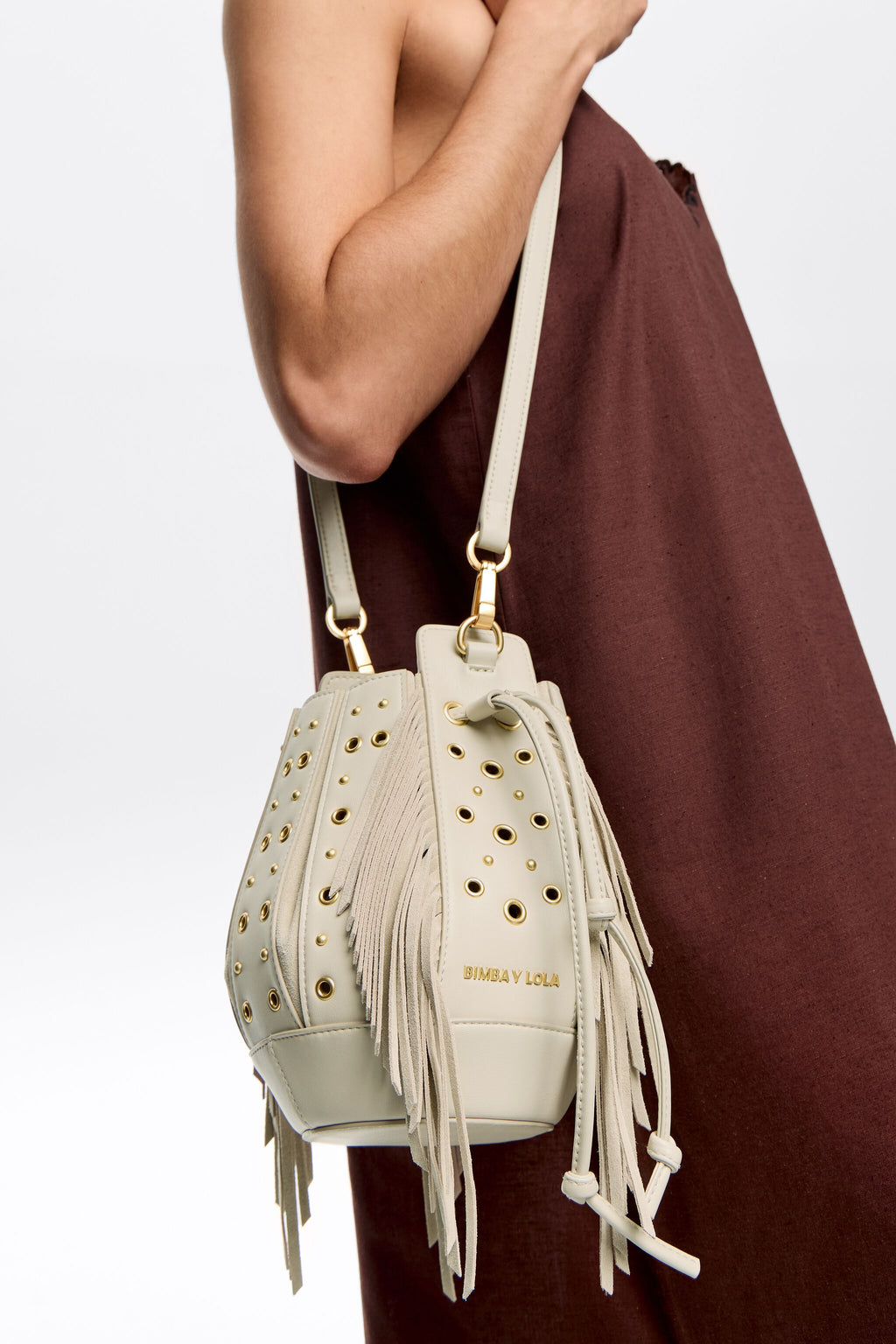 Small stone leather Ball bag