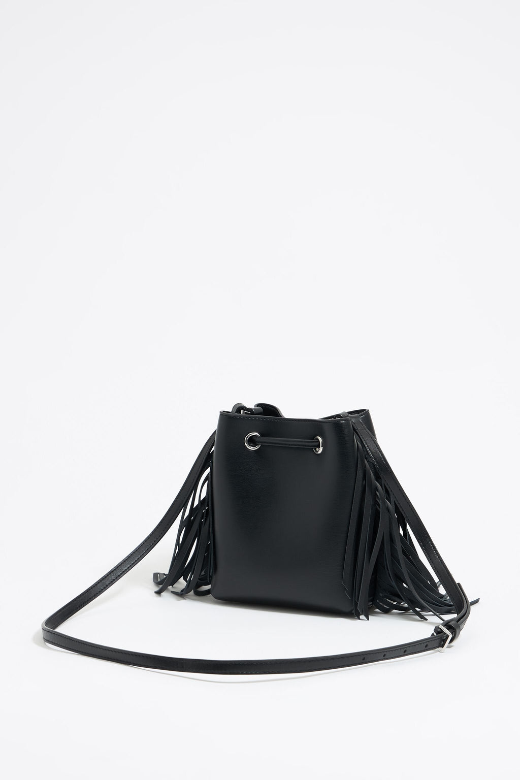 Mini black leather studded Chihuahua bucket bag