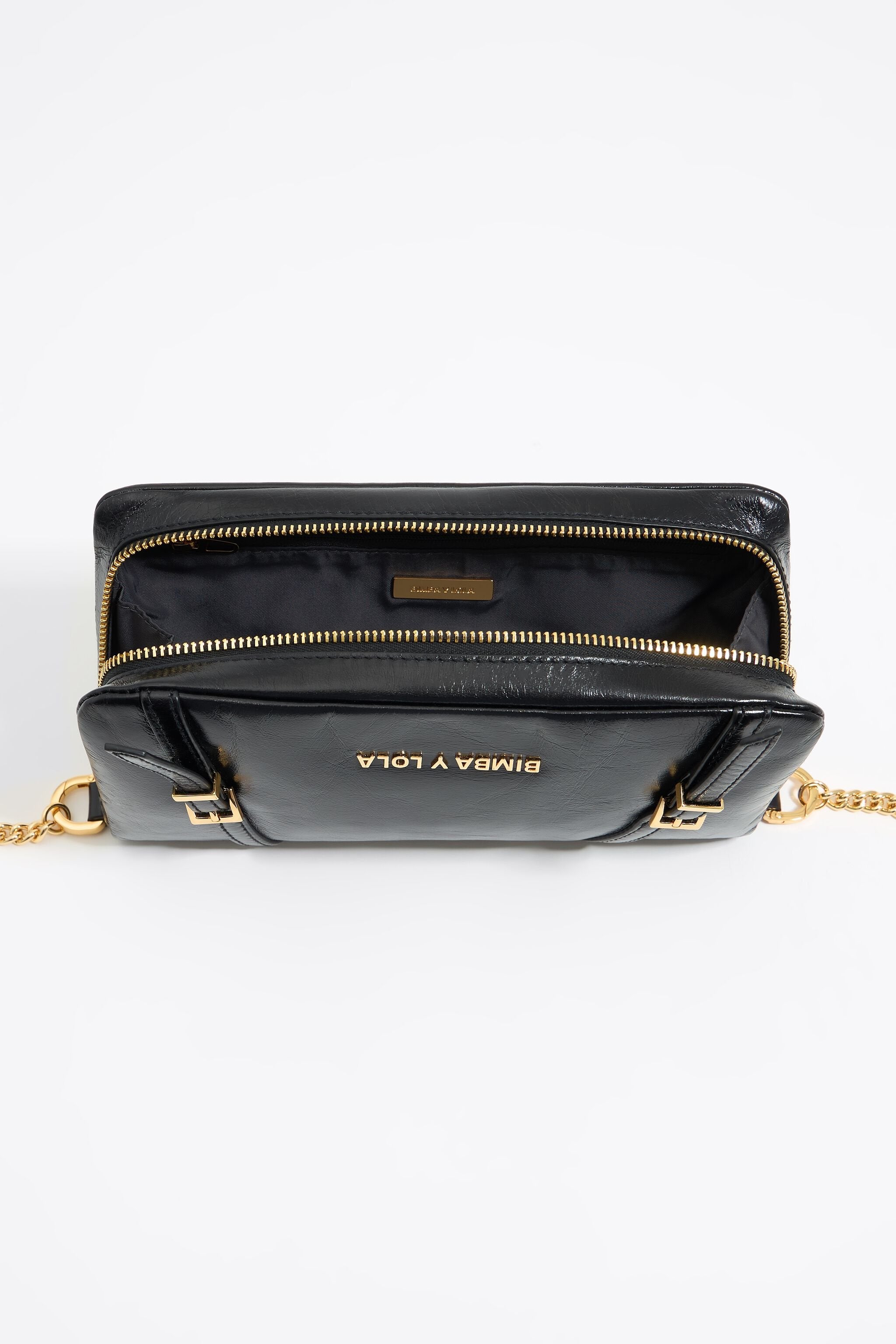 Small black leather crossbody bag