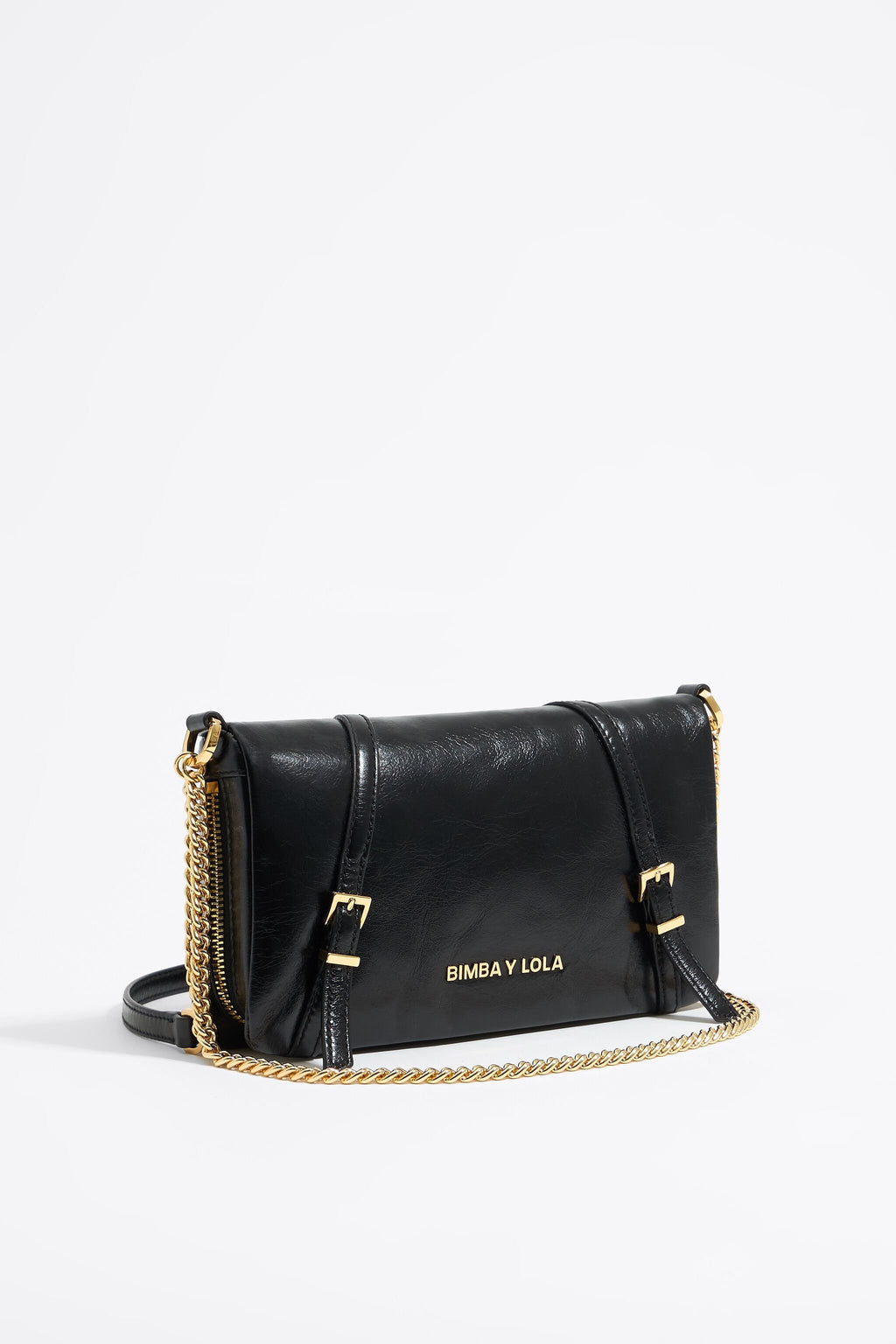 Small black leather crossbody bag