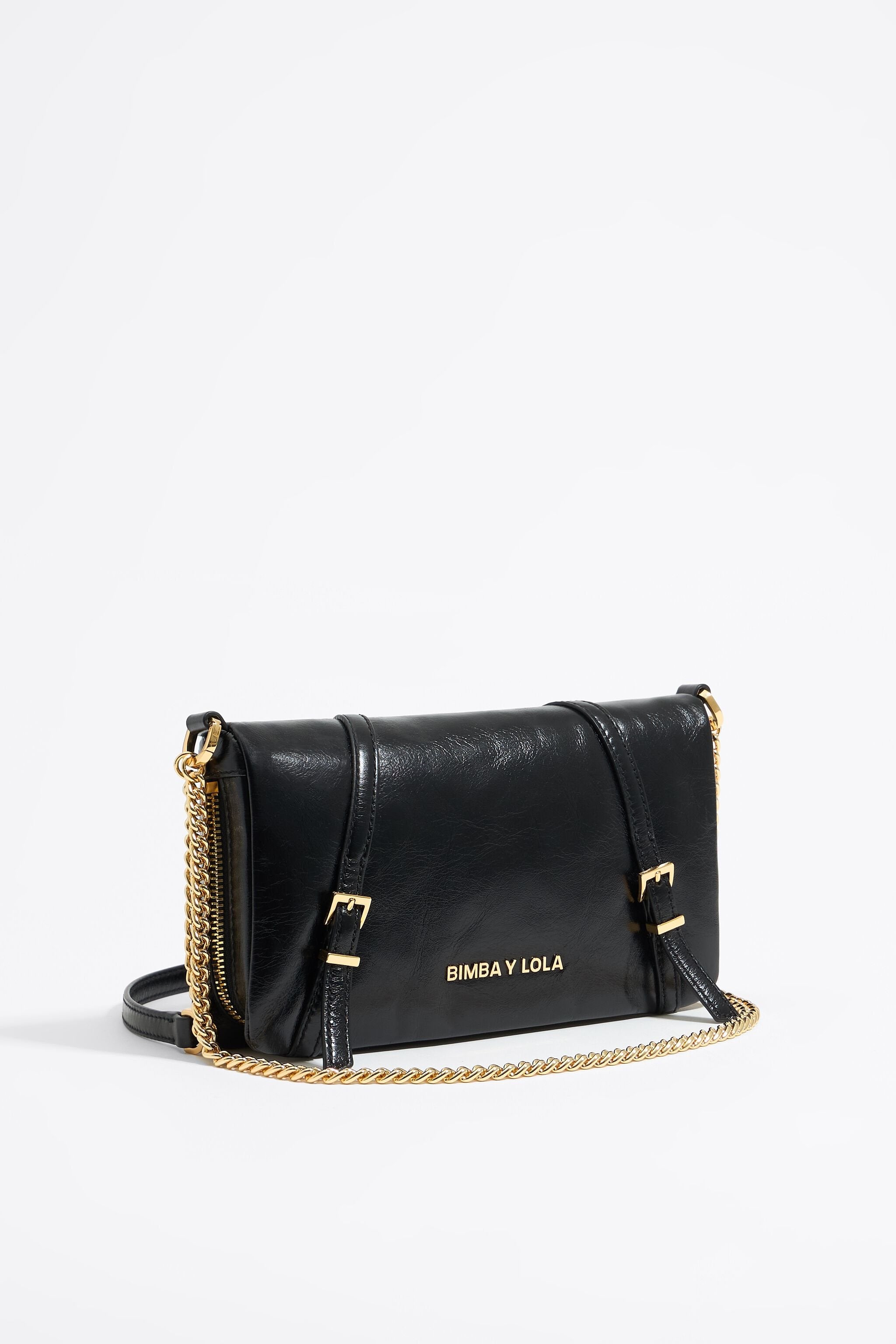 Small black leather crossbody bag