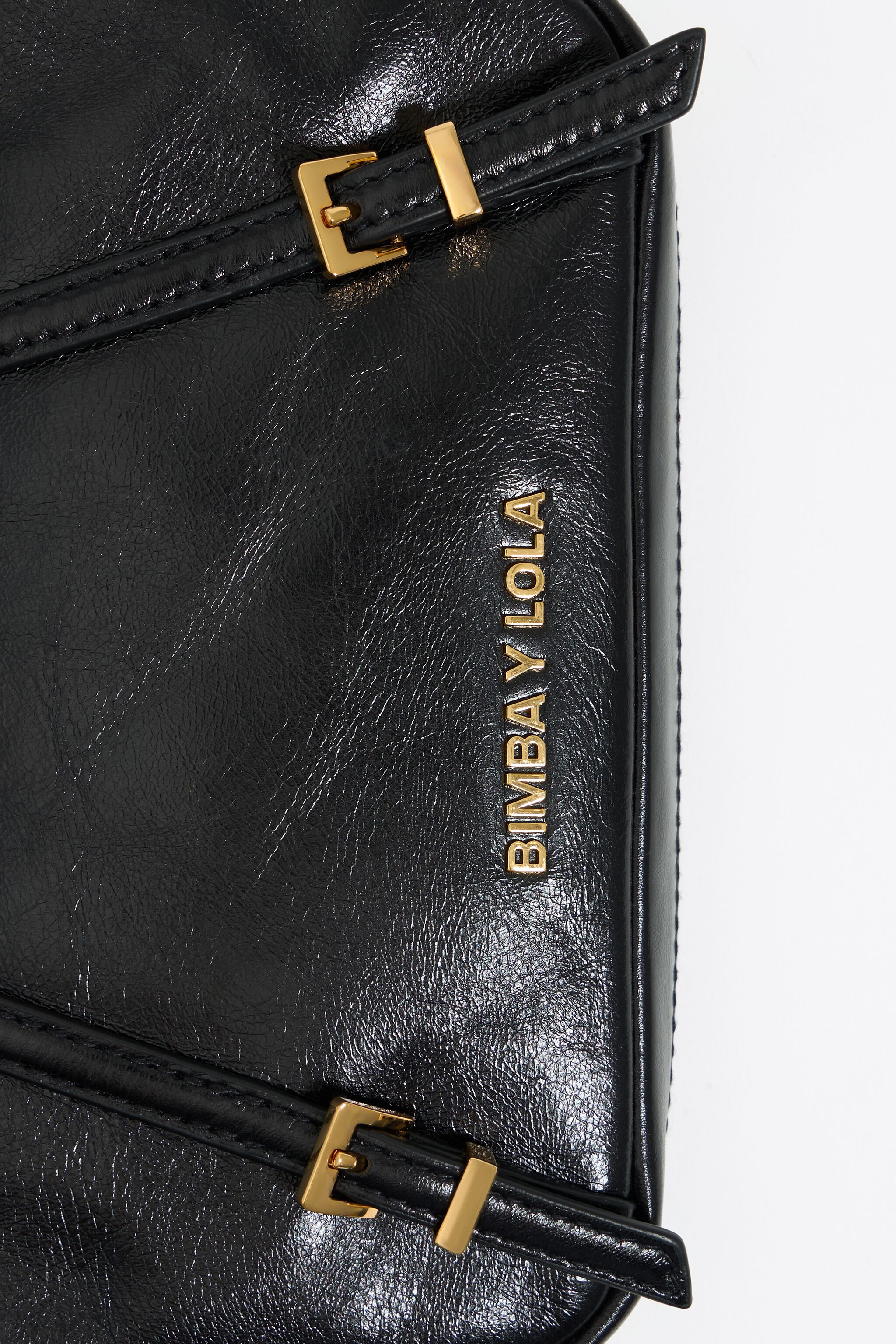 Black leather mini crossbody bag