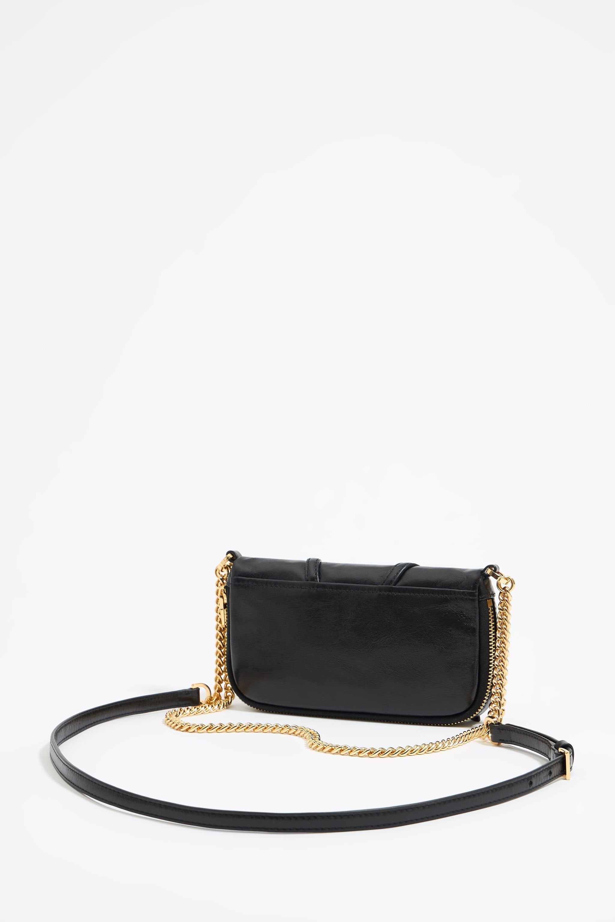 Black leather mini crossbody bag