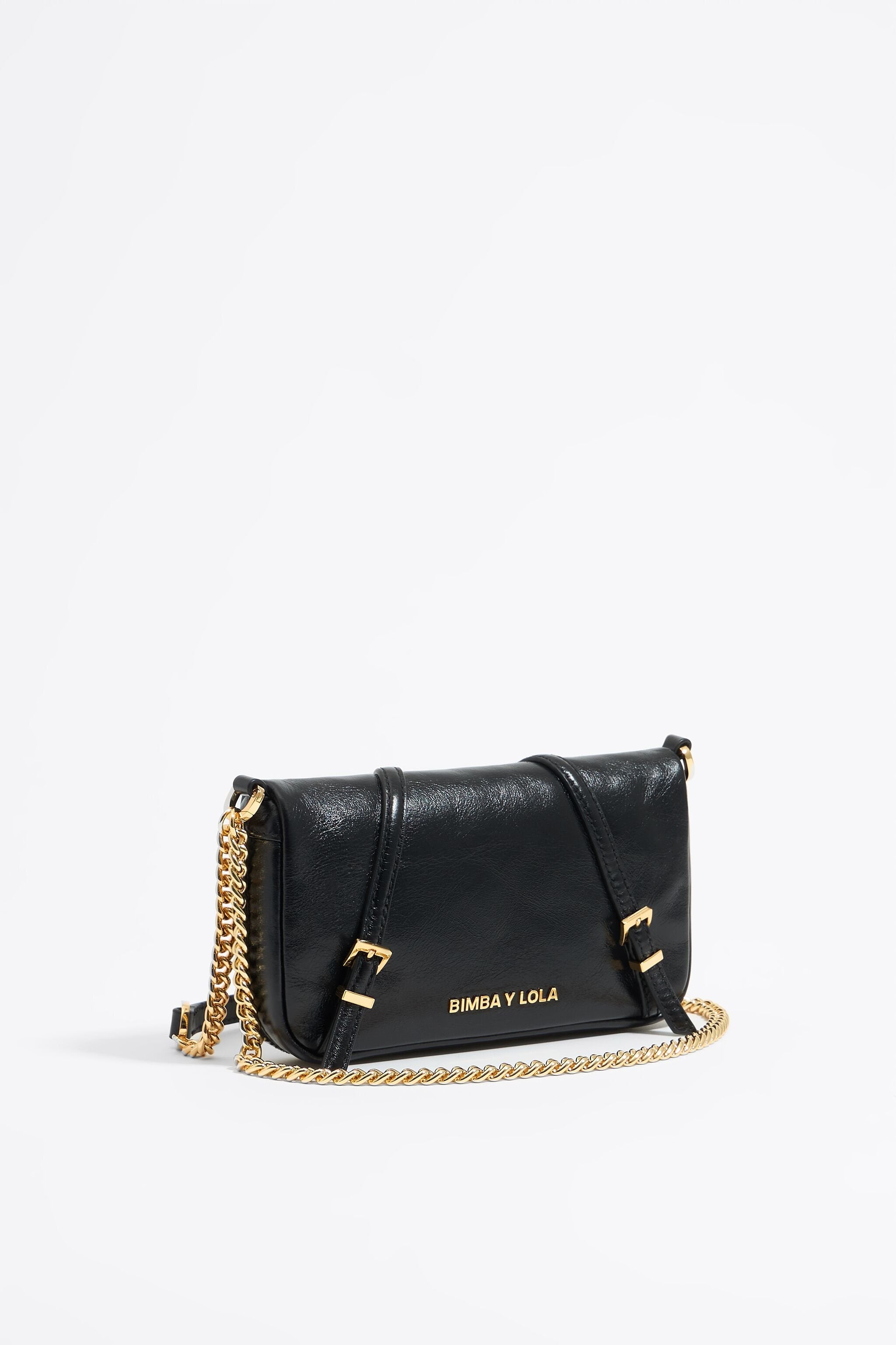 Black leather mini crossbody bag