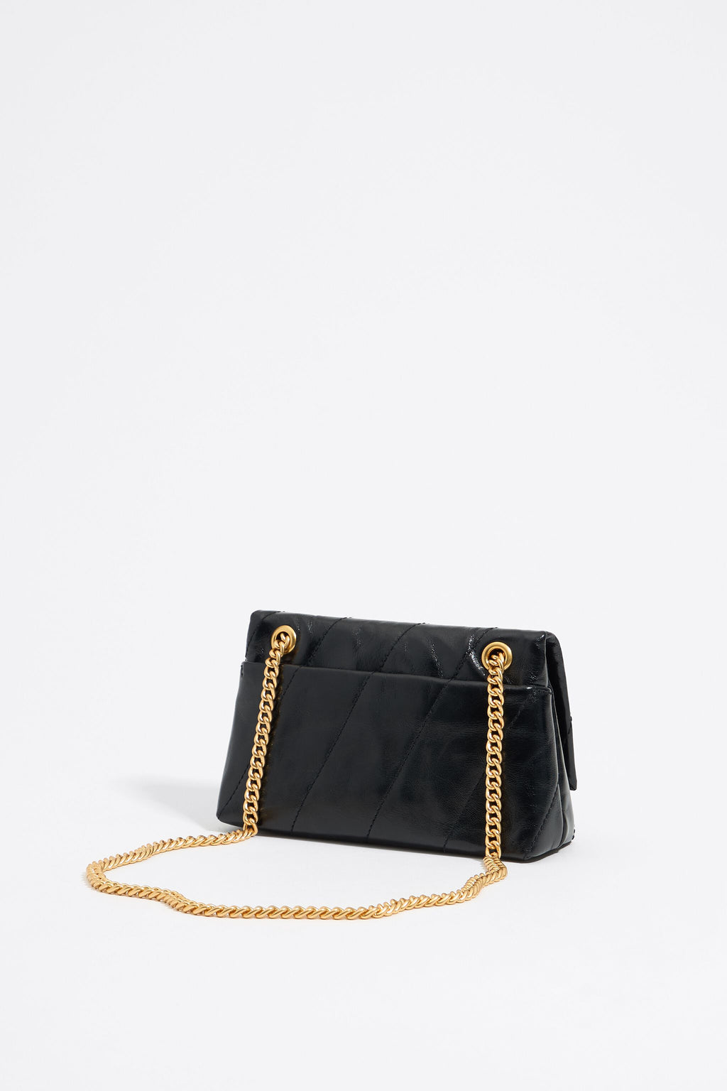 Mini black leather flap bag
