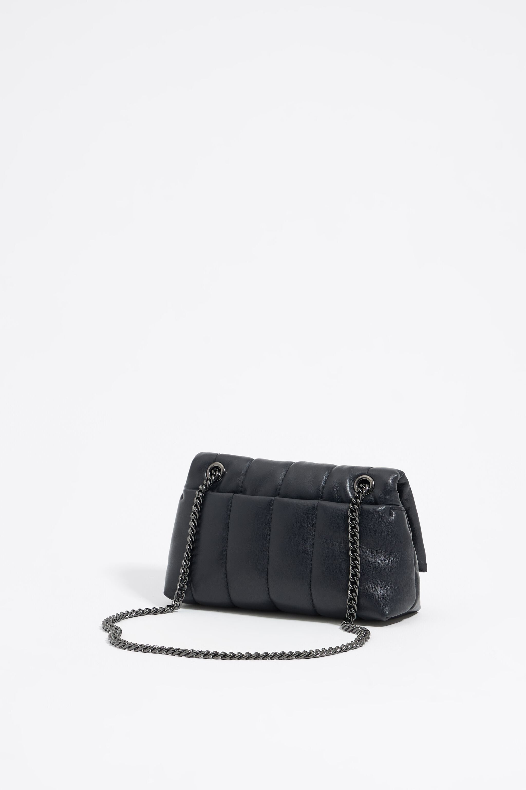 Mini black leather flap bag